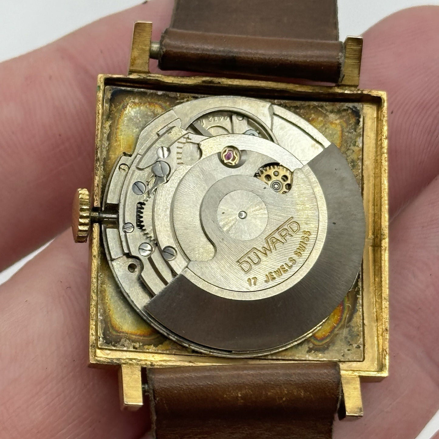 28mm Duward Diplomatic ETA 2472 Automatic Square Vintage Watch RESTORE PARTS