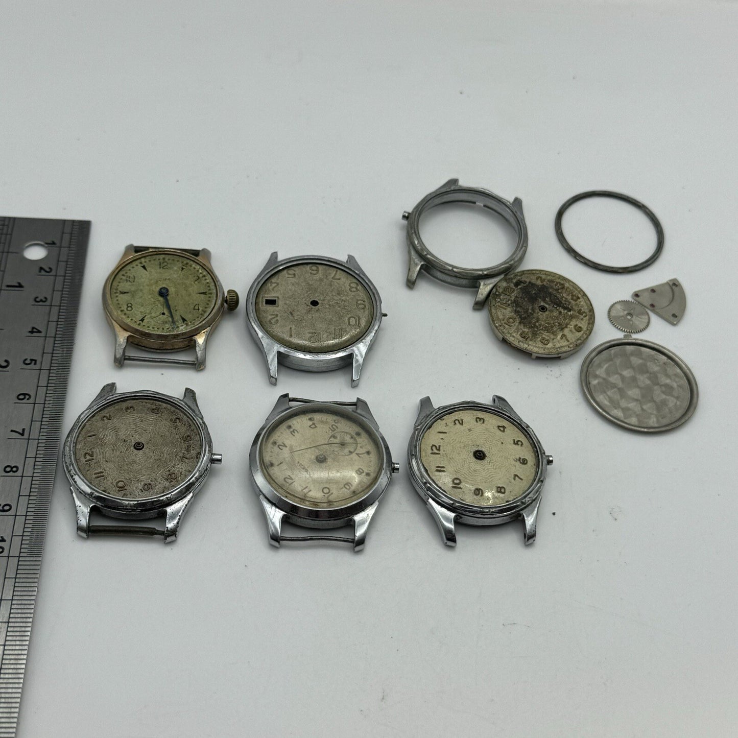 6 x Vintage Soviet Manual Wind Watch Heads For Parts Repair Job Lot Bundle