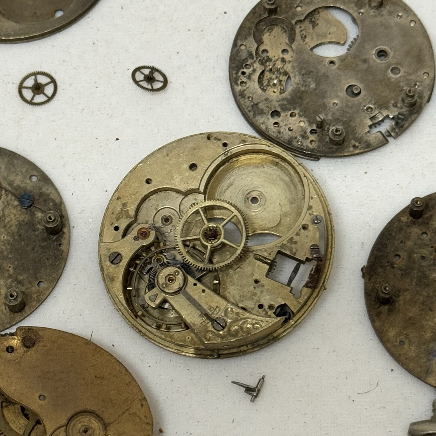 Bundle Antique Partial Pocket Watch Movements Parts Repair Watchmakers Job Lot