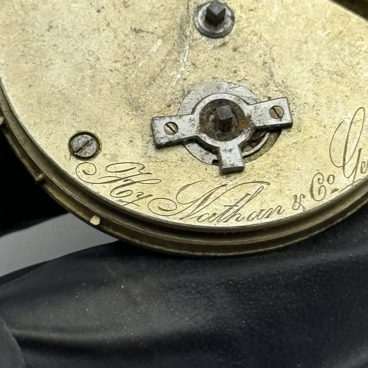 40.6mm H Nathan & Co Geneve Key Wound Antique Pocket Watch Movement FOR PARTS