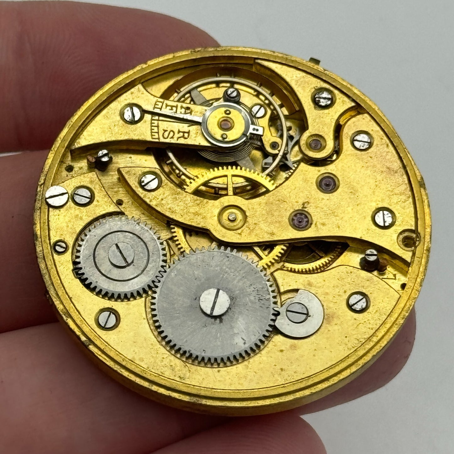 42.9mm Unidentified Open Face Sub Seconds Swiss Pocket Watch Movement PARTS
