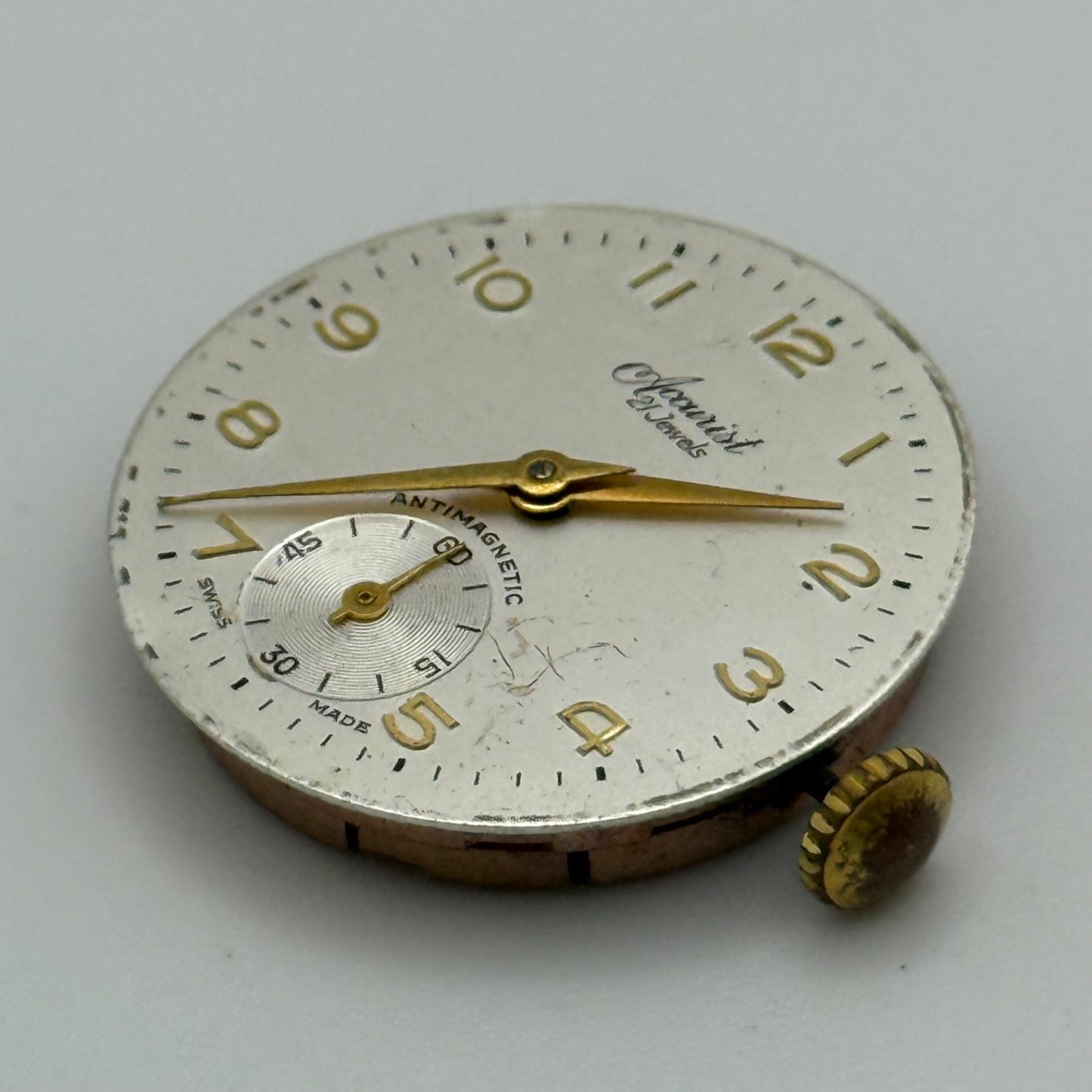 Accurist AS 984 Watch Movement Manual Wind Vintage Swiss Parts Repair 23.6mm