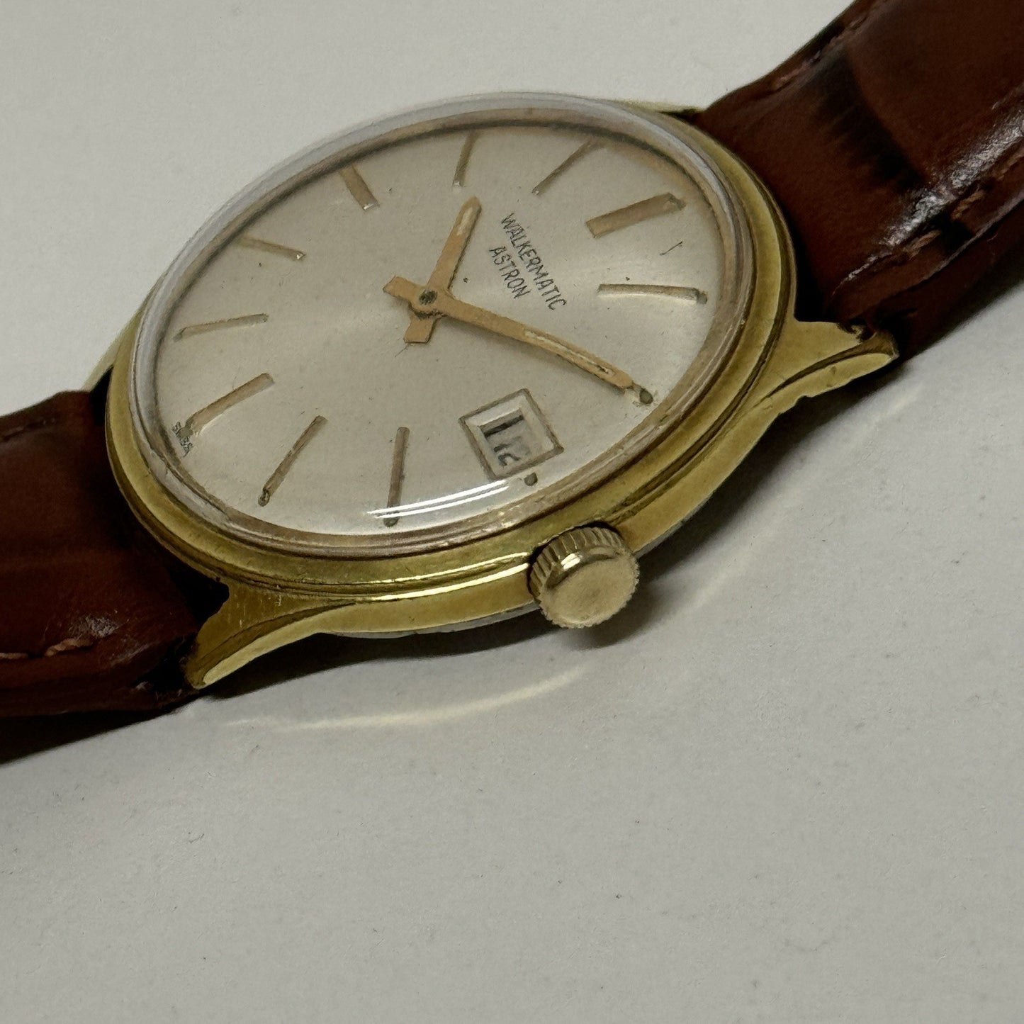 34mm Mens Walkermatic Astron ETA 2472 Automatic Vintage Watch Running To Service