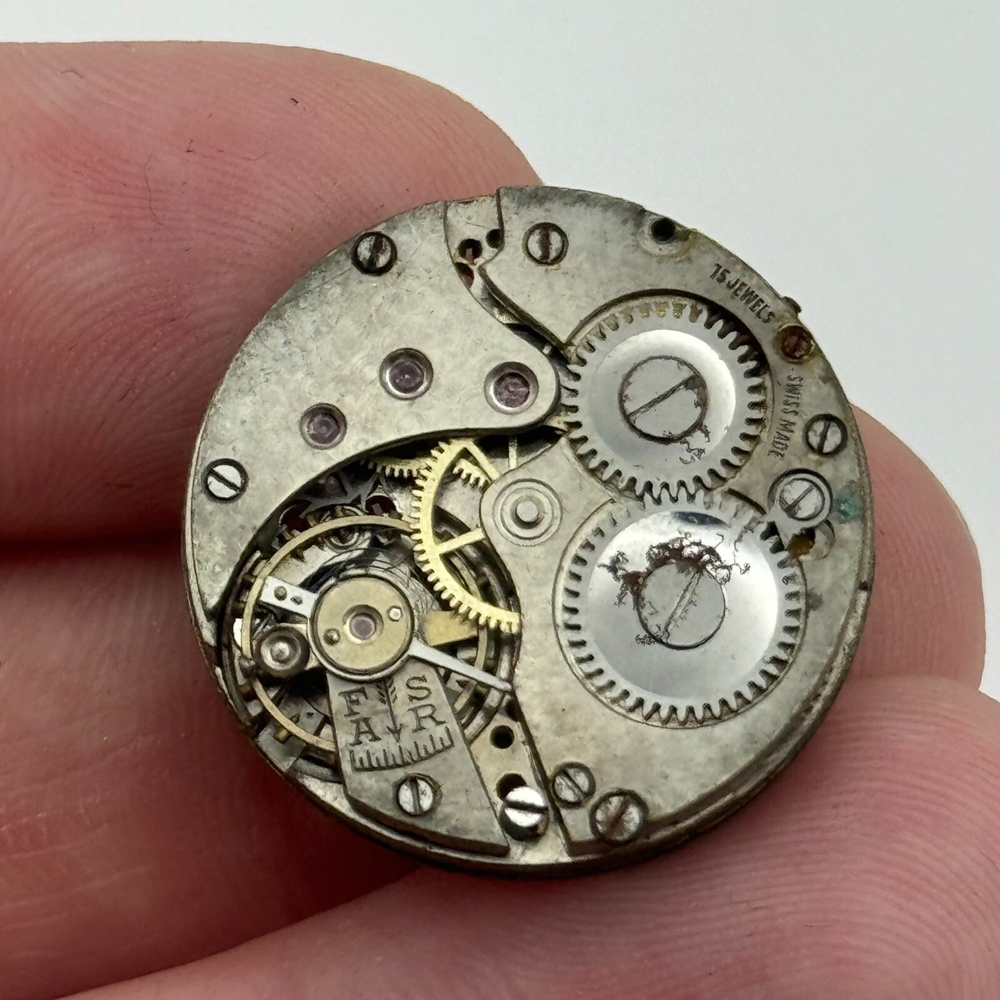 23.6mm 15 Jewels Military Trench Watch Movement Manual Wind Swiss Vintage PARTS