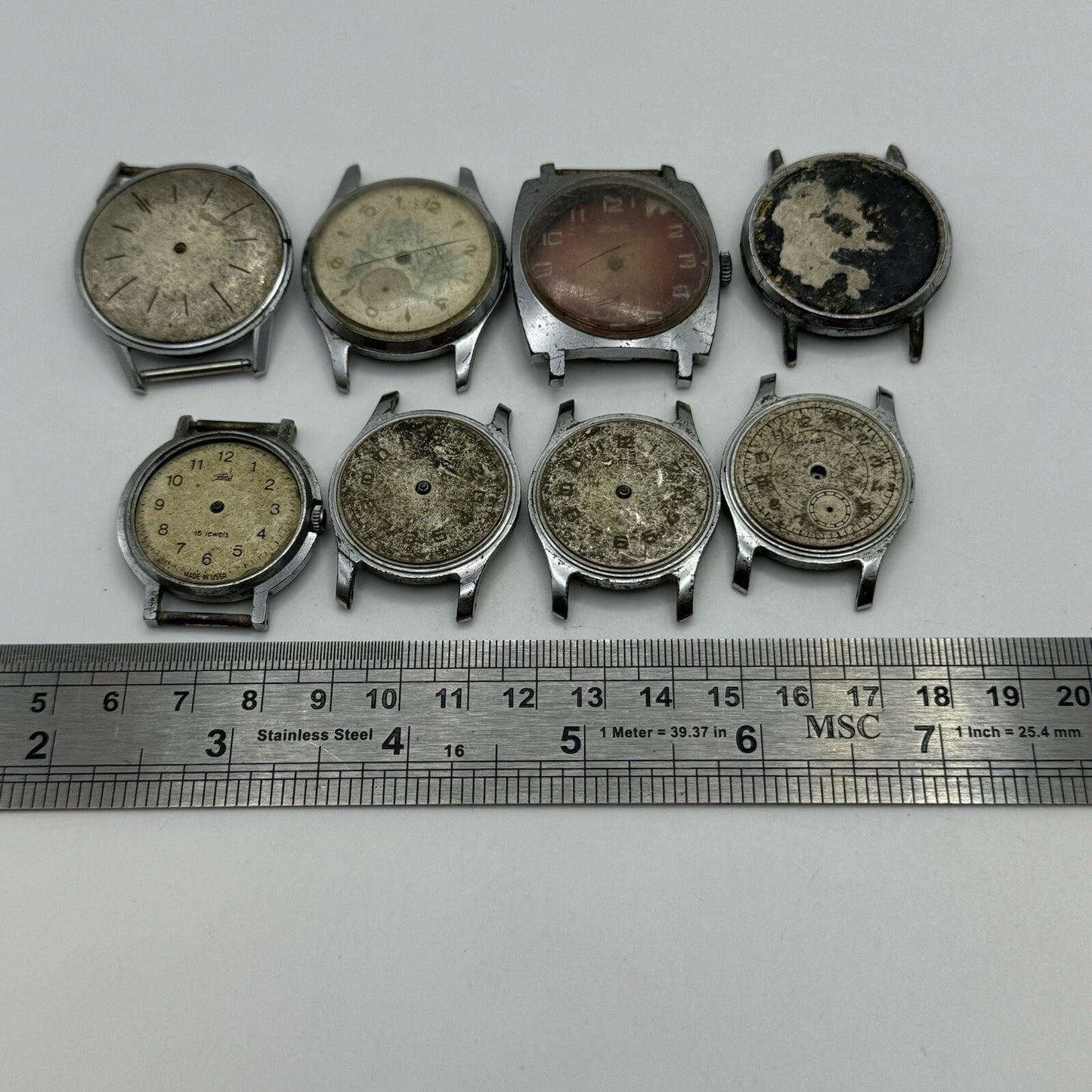 8 x Vintage Soviet Manual Wind Watch Heads For Parts Repair Job Lot Bundle