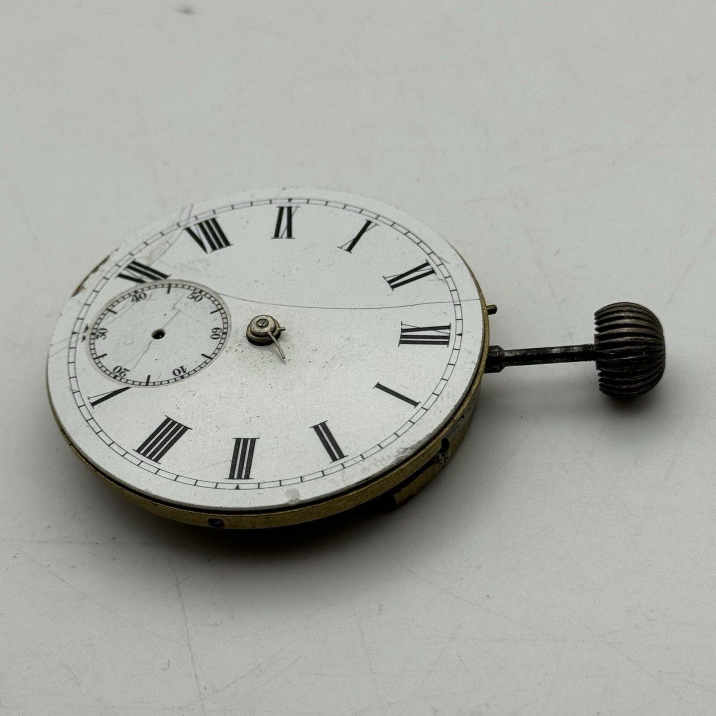 44.7m Warranted English Lever Top Wind Pocket Watch Movement Dial FOR PARTS