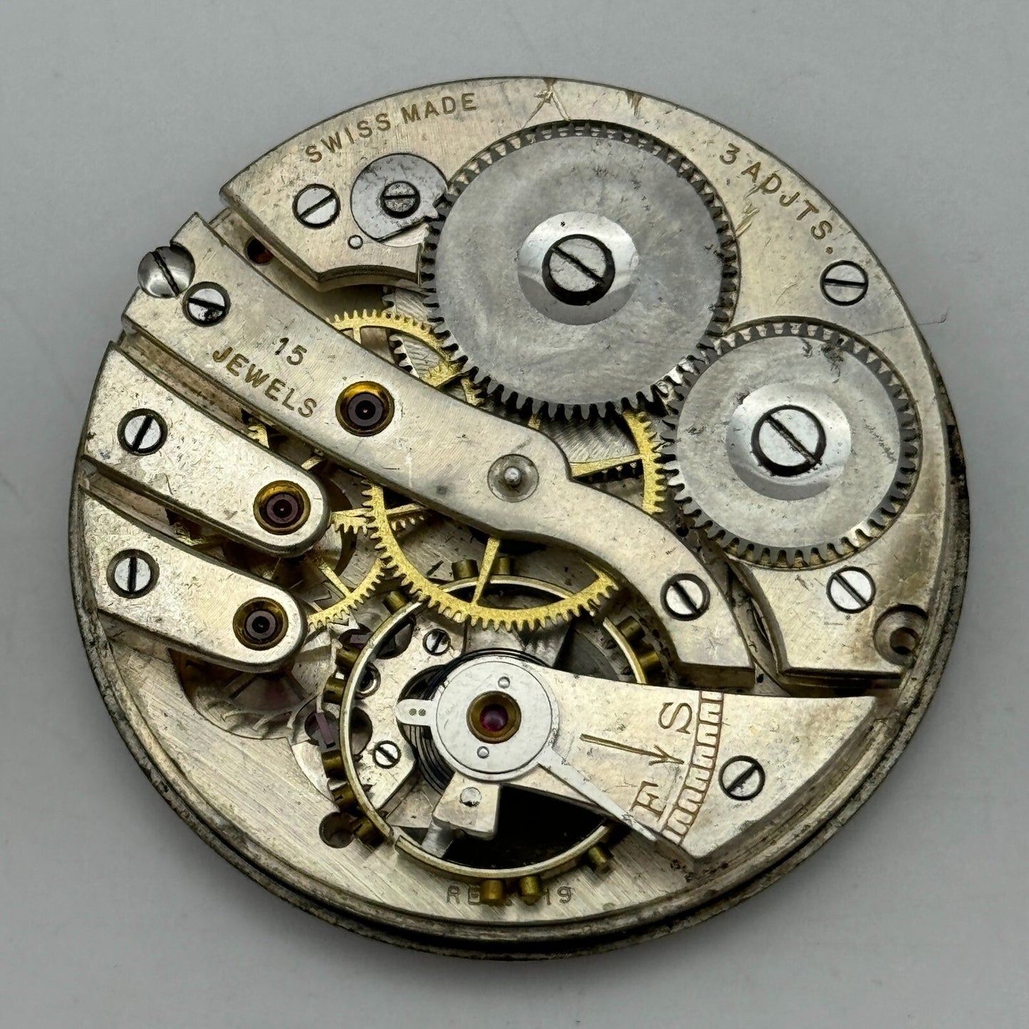 43mm Cyma Ref 919 Tavannes 15 Jewels Open Face Swiss Pocket Watch Movement PARTS