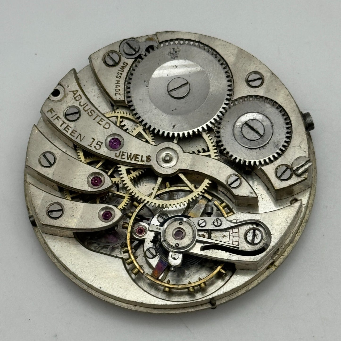 43.1mm Unidentified High Grade 15 Jewels Swiss Pocket Watch Movement PARTS