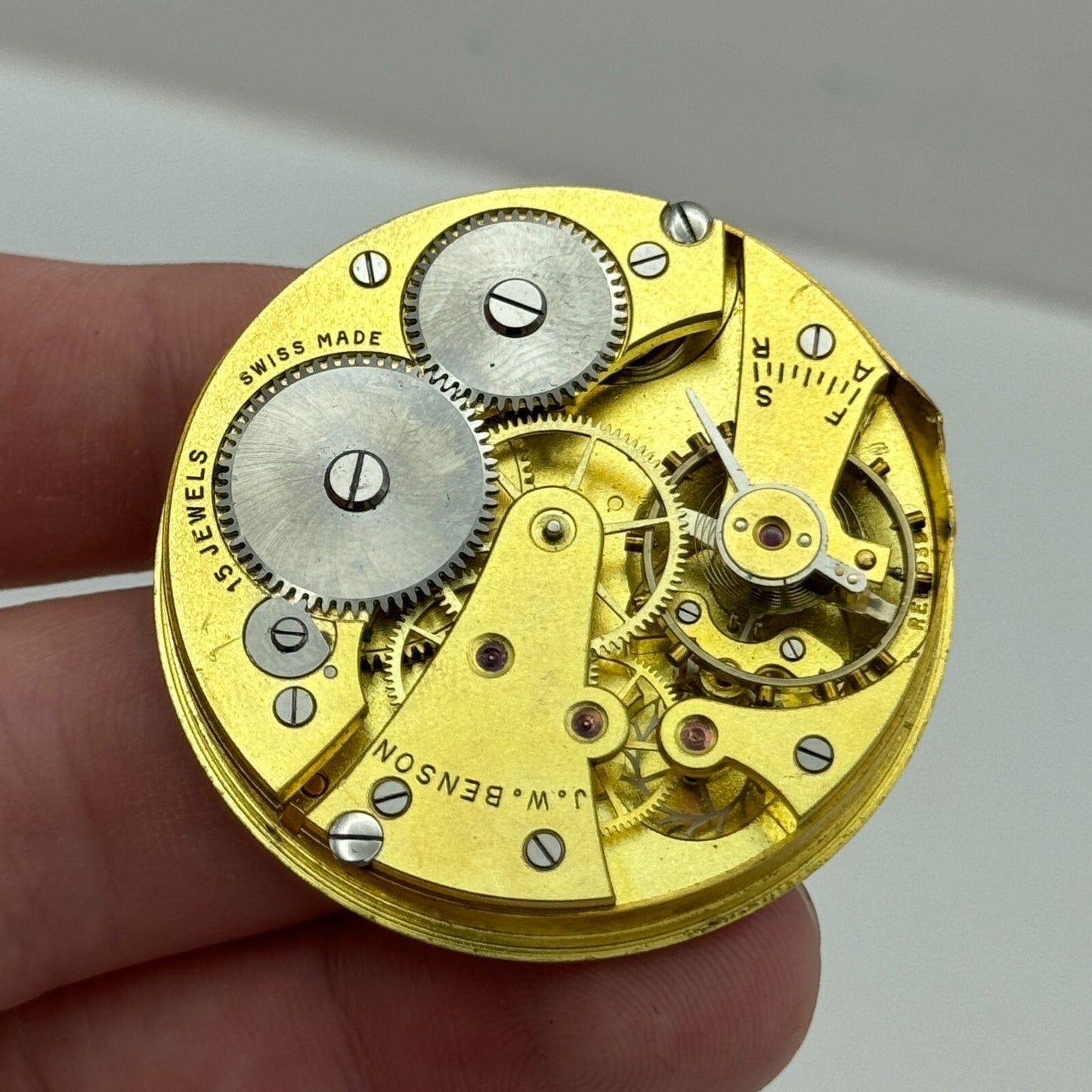 43.1mm J W Benson Ref 939a Open Face Swiss Vintage Pocket Watch Movement PARTS