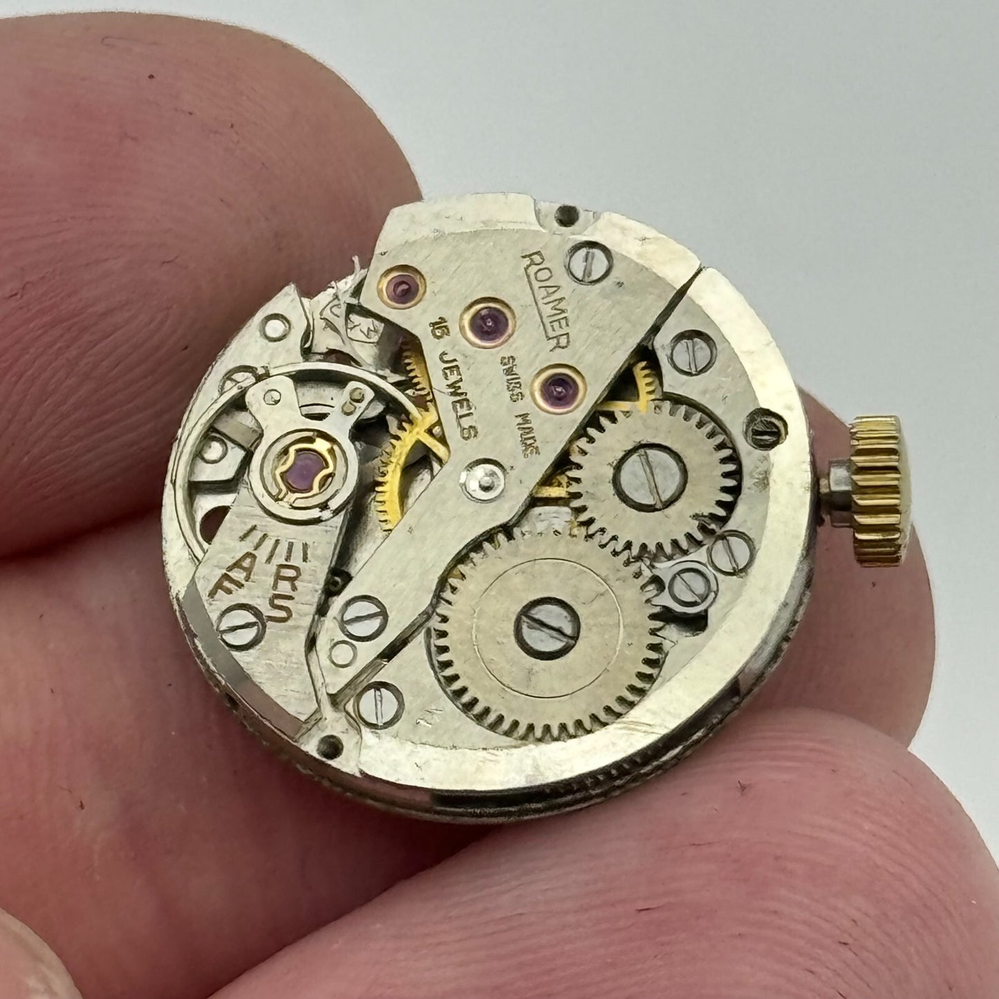 22.2mm Roamer MST 450 Manual Wind 15 Jewels Watch Movement Swiss Made PARTS