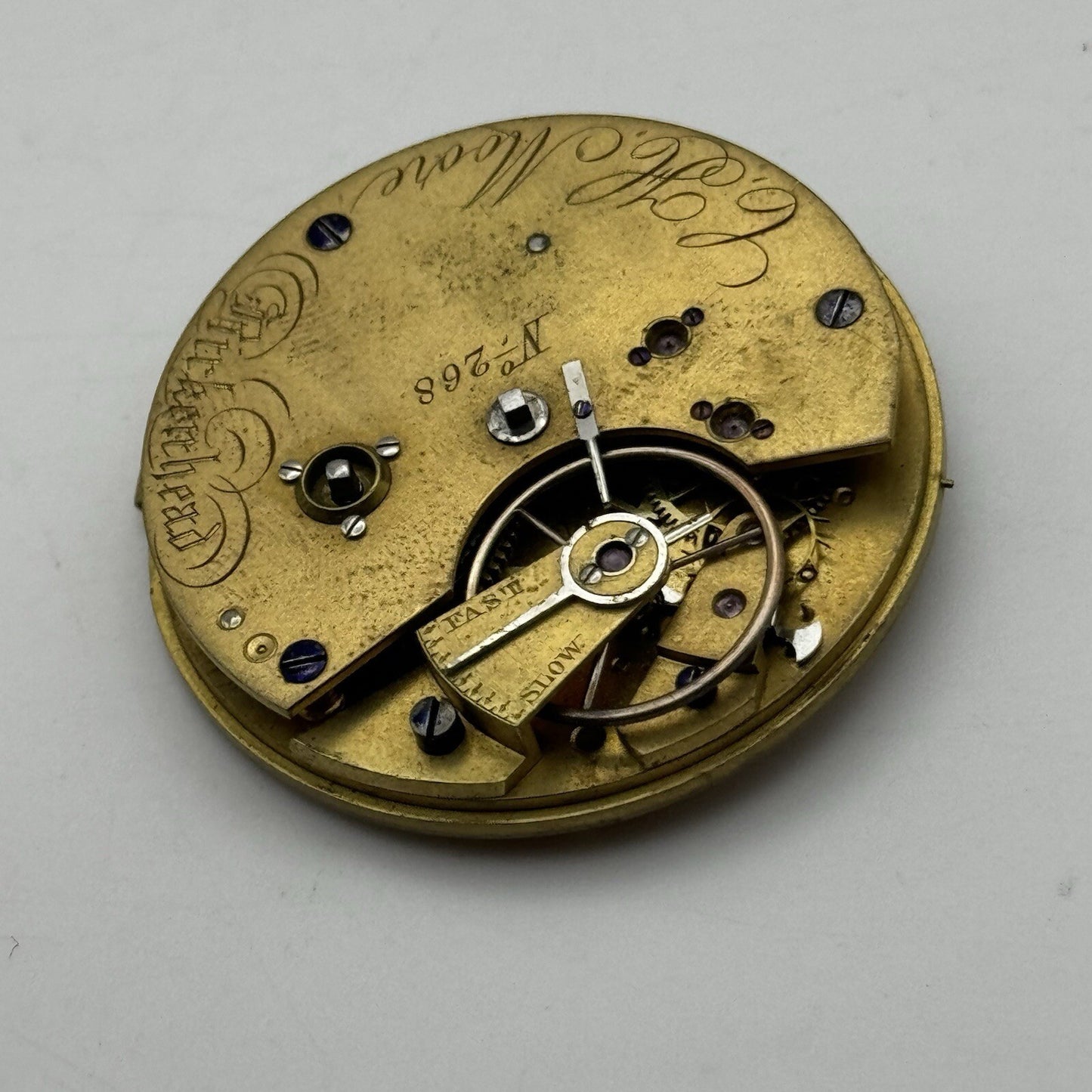 43.7mm C H Moore Birkenhead No 268 H.F Pocket Watch Movement FOR PARTS