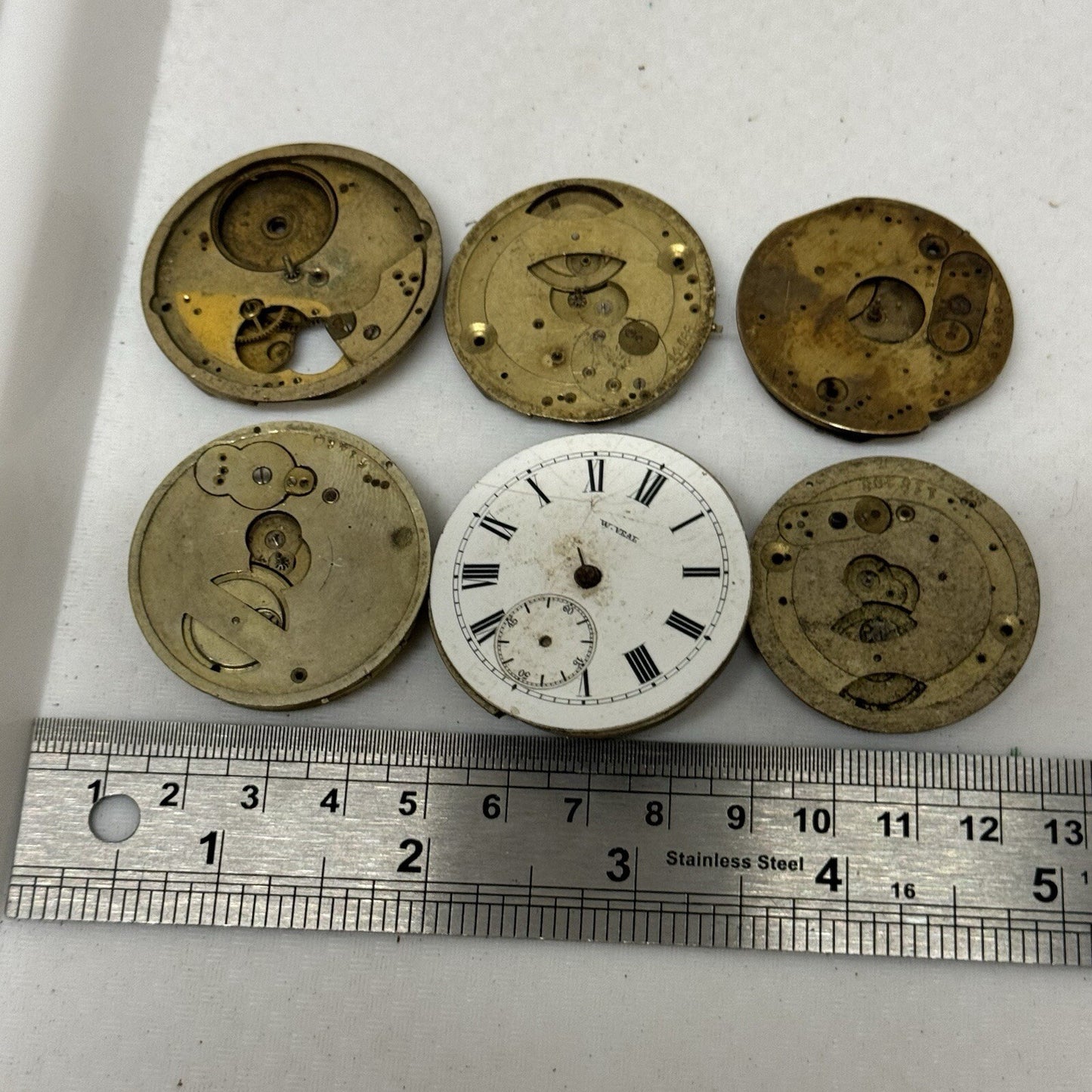 6 X Antique Key Wound Pocket Watch Movements Parts Repair Watchmakers Job Lot