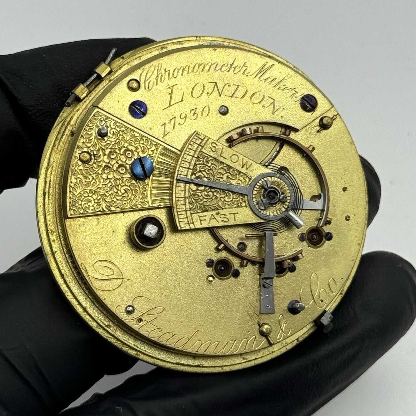51.9mm Antique Oversized Fusee D Steadman London Pocket Watch Movement To Repair