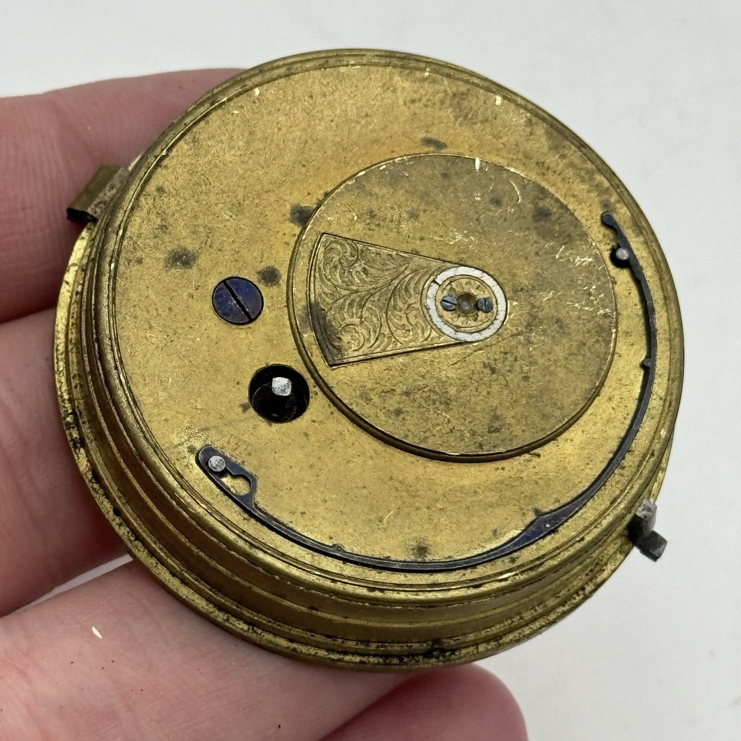 50mm A Yewdall Leeds English Fusee Pocket Watch Movement - Chain Present PARTS