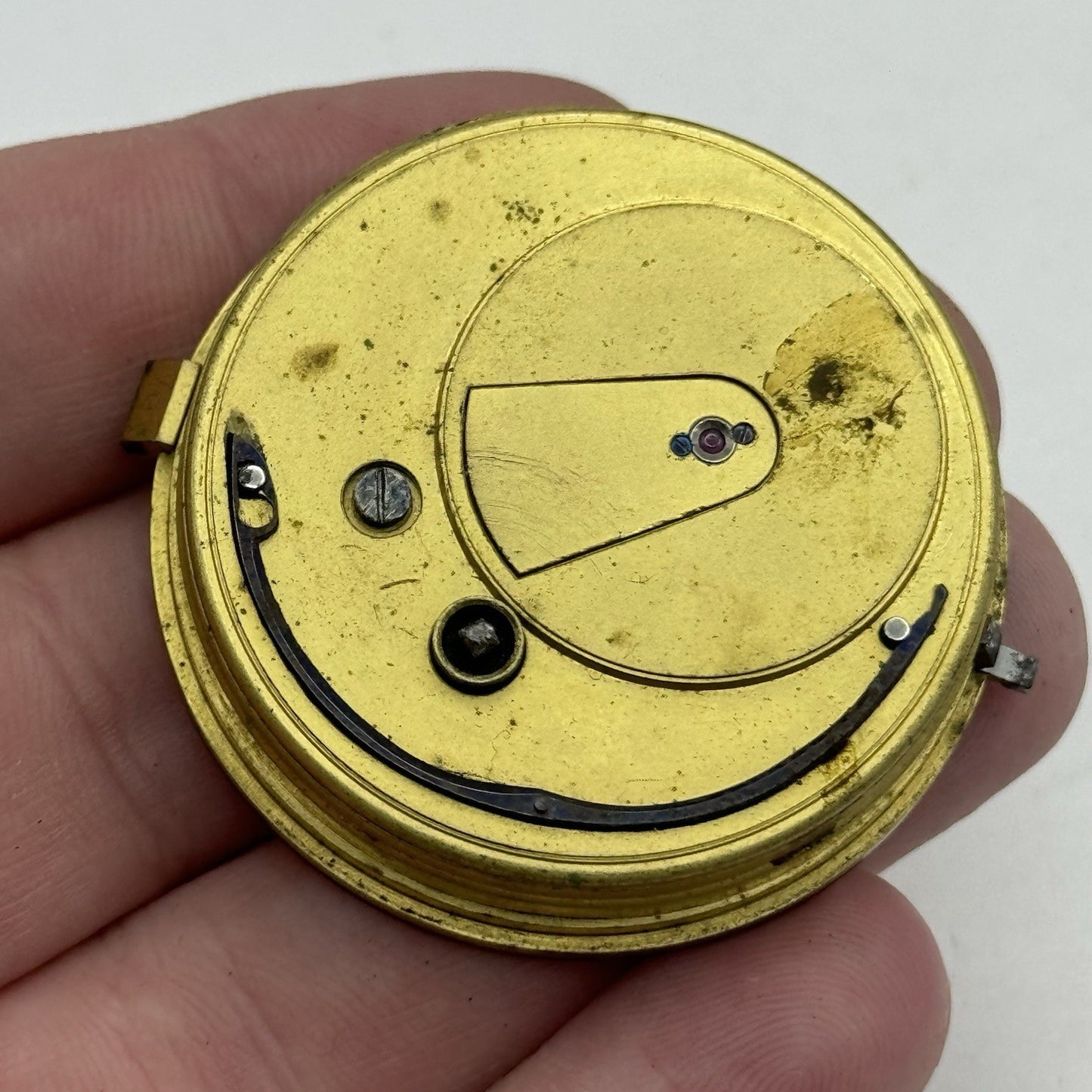 43mm Antique Fusee Good Balance Pocket Watch Movement - Chain Present PARTS
