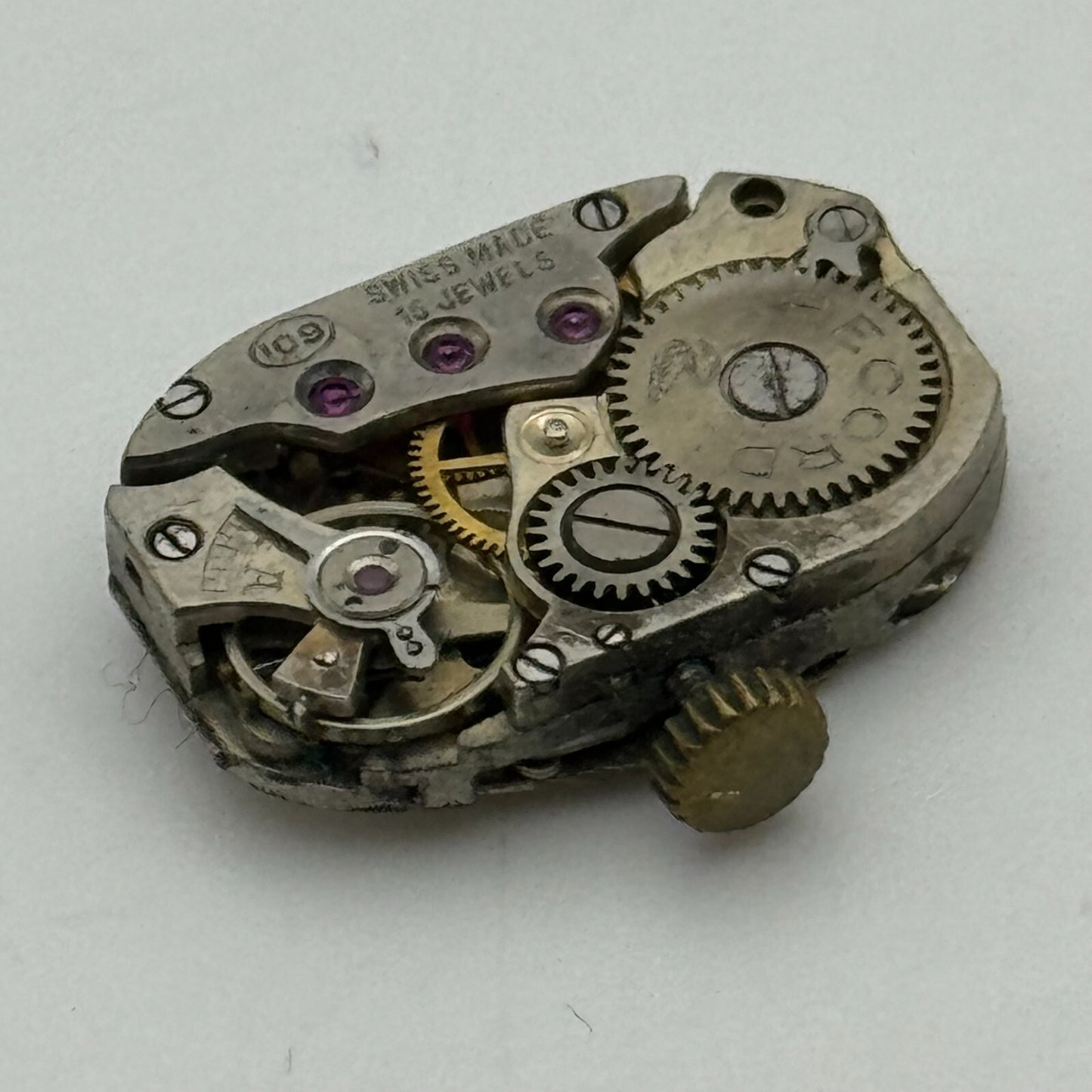 12.8mm Running Record Cal 109 Manual Wind 15 Jewels Swiss Watch Movement PARTS