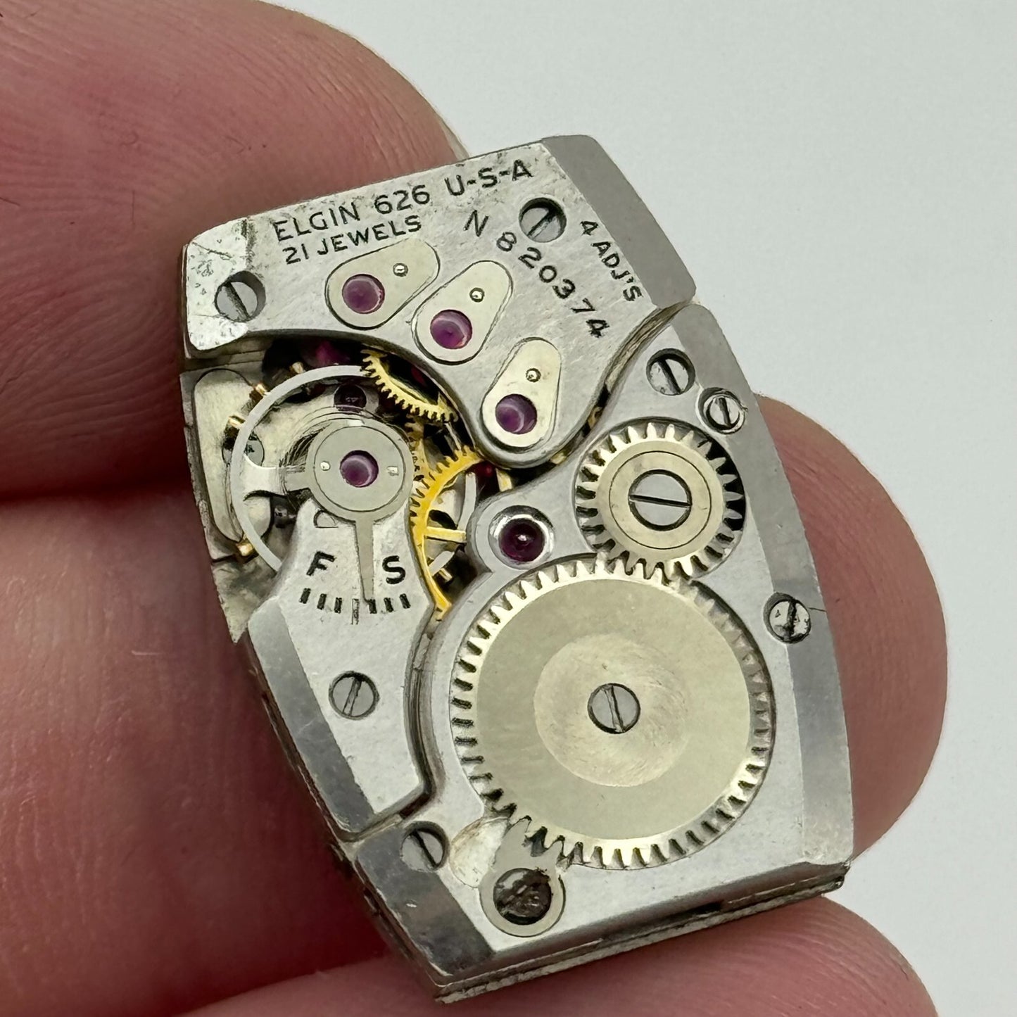 15/0s Elgin Grade 626 Model 2 Vintage American Tank Watch Movement PARTS SPARES