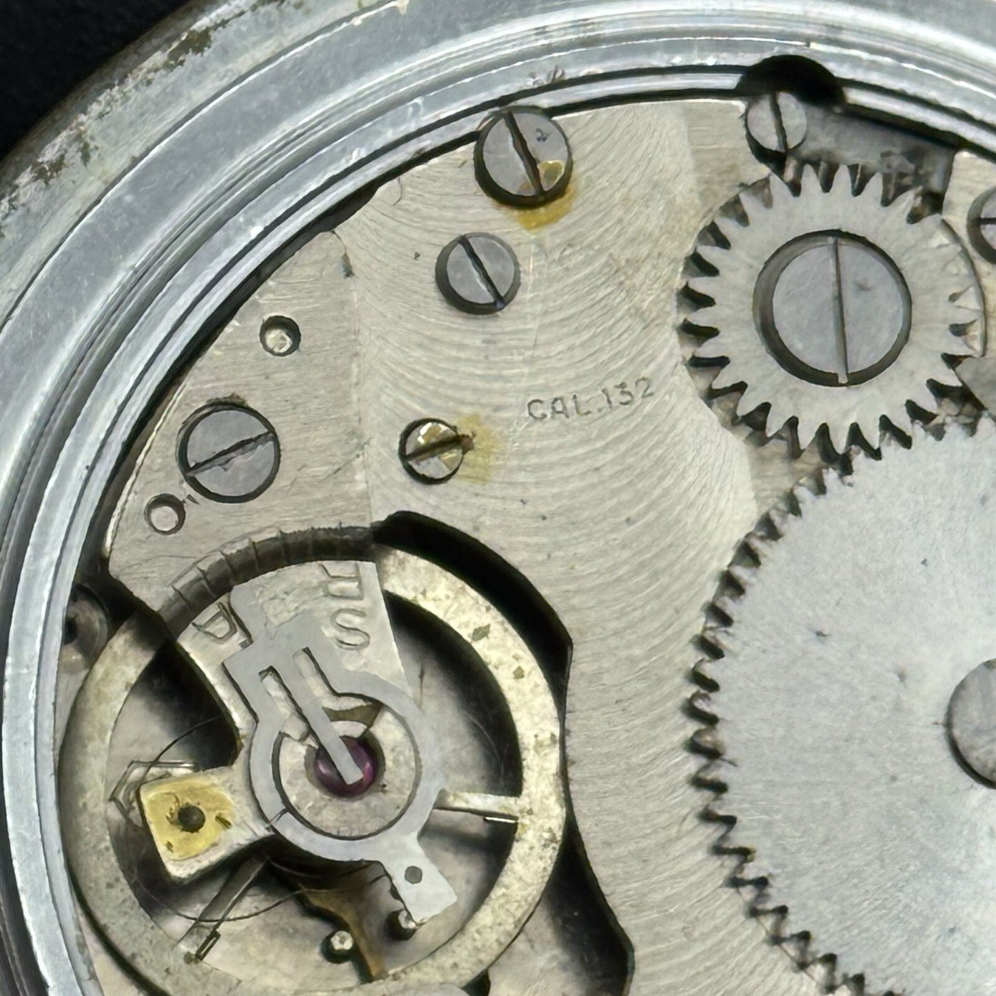 50mm Art Deco Novoris Cal 132 Black Dial + Sub Dial Roman Numerals Parts Repair