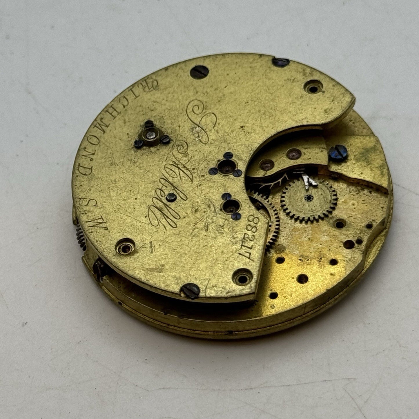 47.1mm Manual Wind Abell Richmond London Pocket Watch Movement FOR PARTS