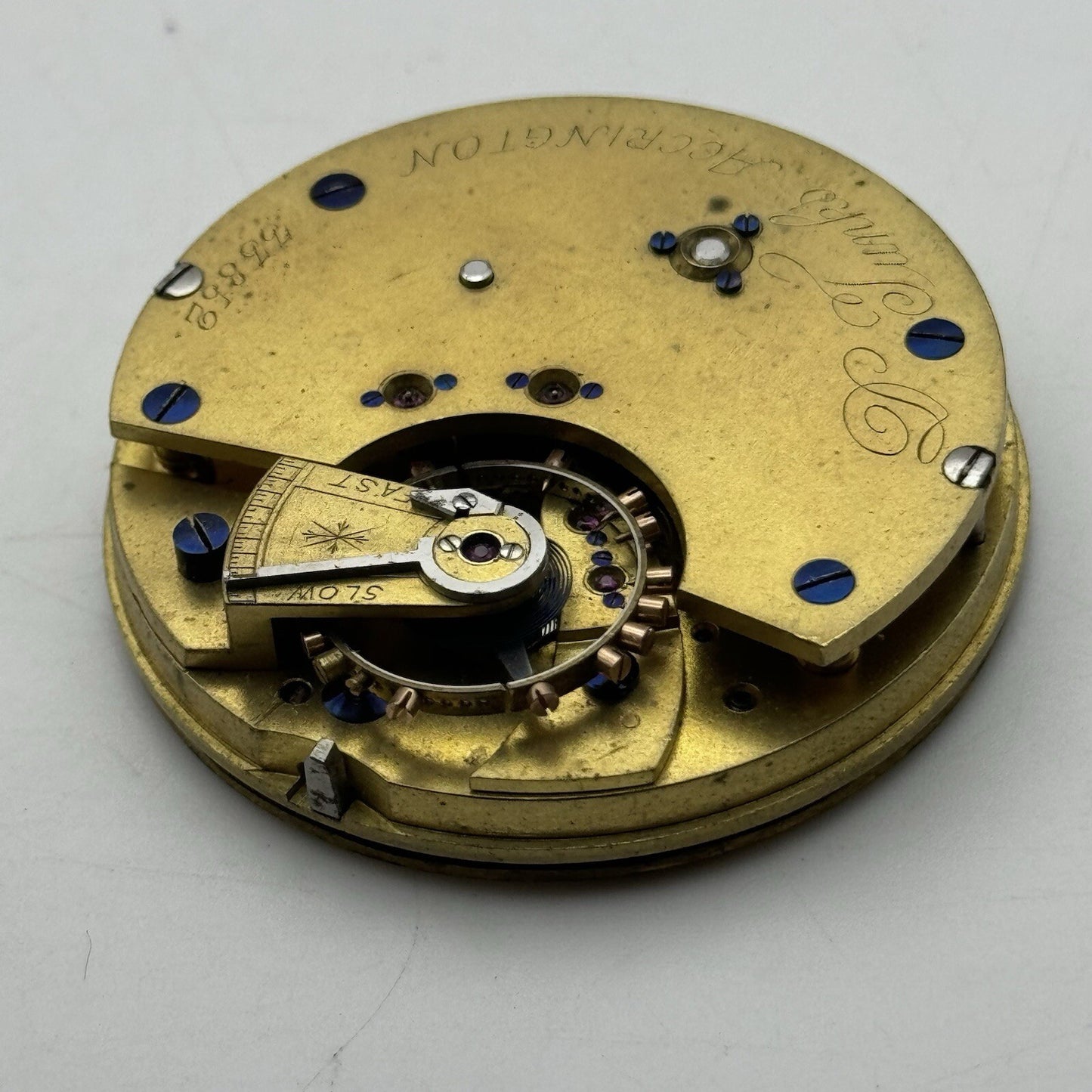 47.2mm Manual Wind Antique D Tunks Accrington Pocket Watch Movement FOR PARTS