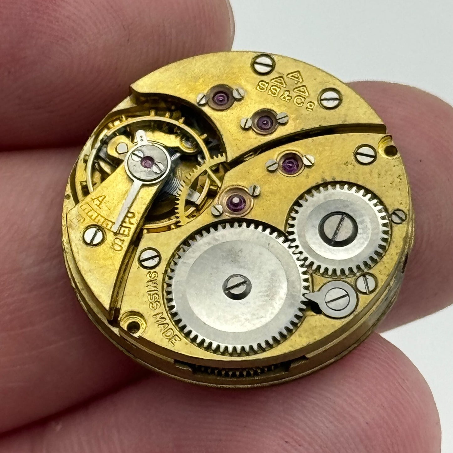 23.6mm Stauffer SS & Co Trench Watch Movement Balance Ok Manual Wind Swiss PARTS