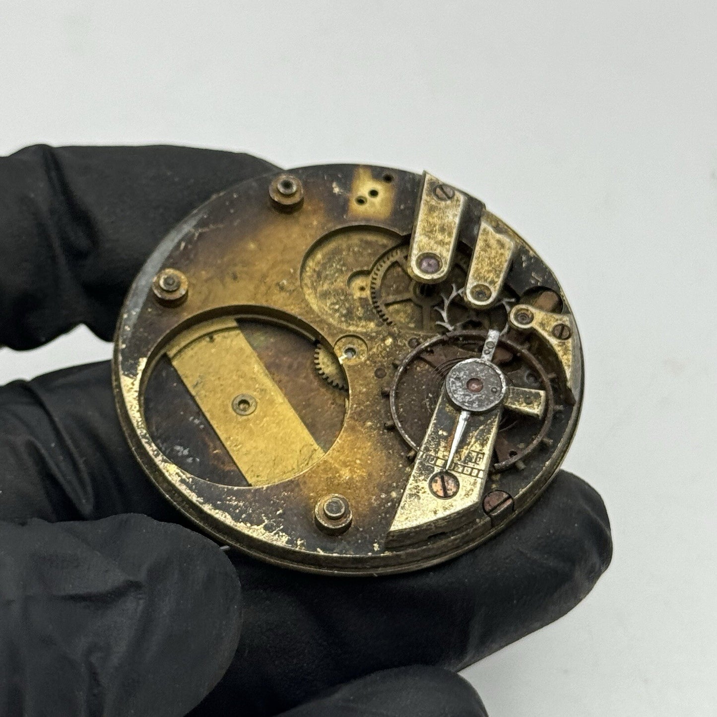 45.6mm Unidentified Beautiful Dial Partial Pocket Watch Movement FOR PARTS
