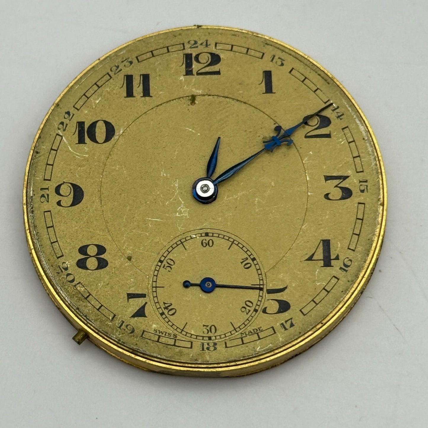 42.9mm Unidentified Open Face Sub Seconds Swiss Pocket Watch Movement PARTS