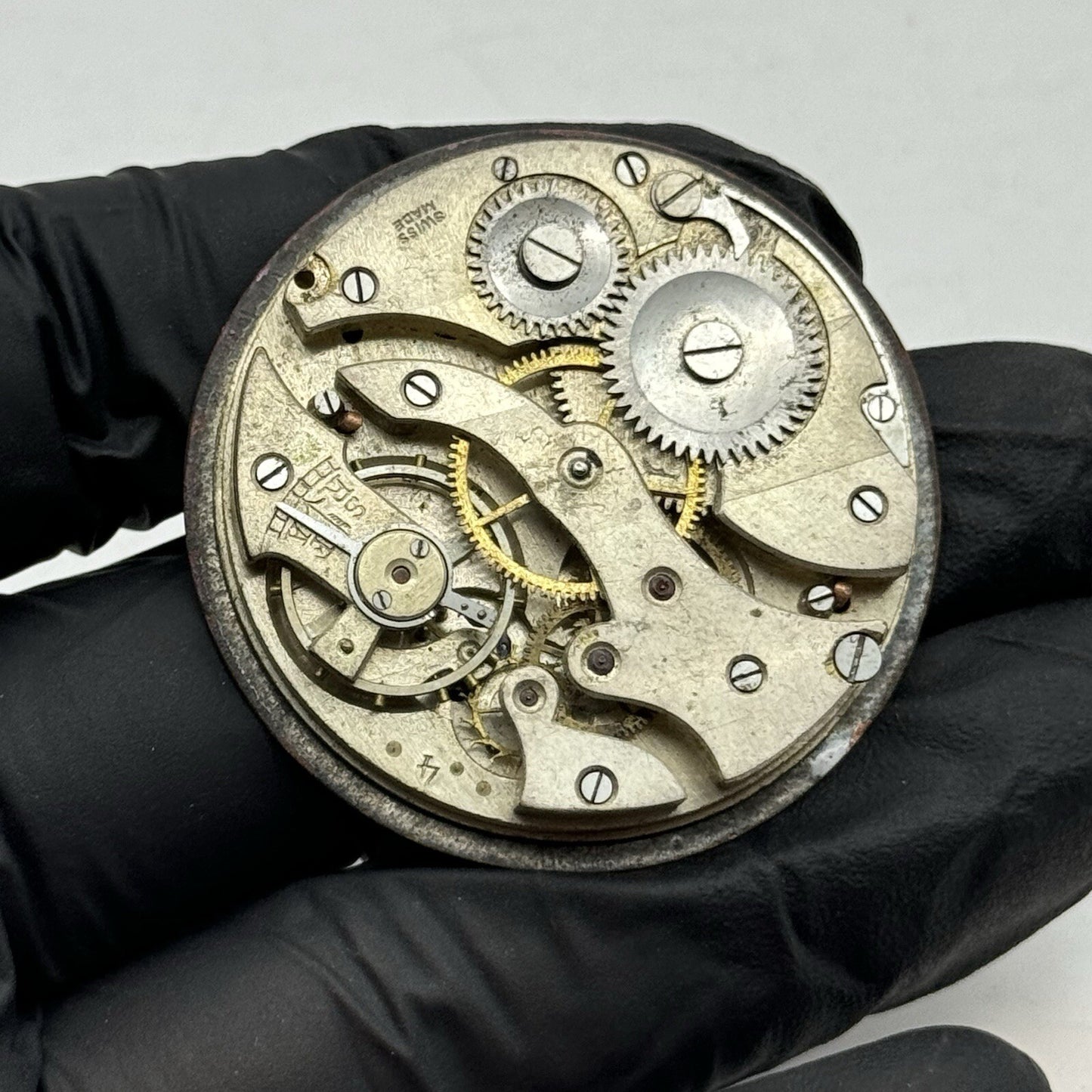 43.7mm Military Style Dial Top Wind Pocket Watch Movement FOR PARTS