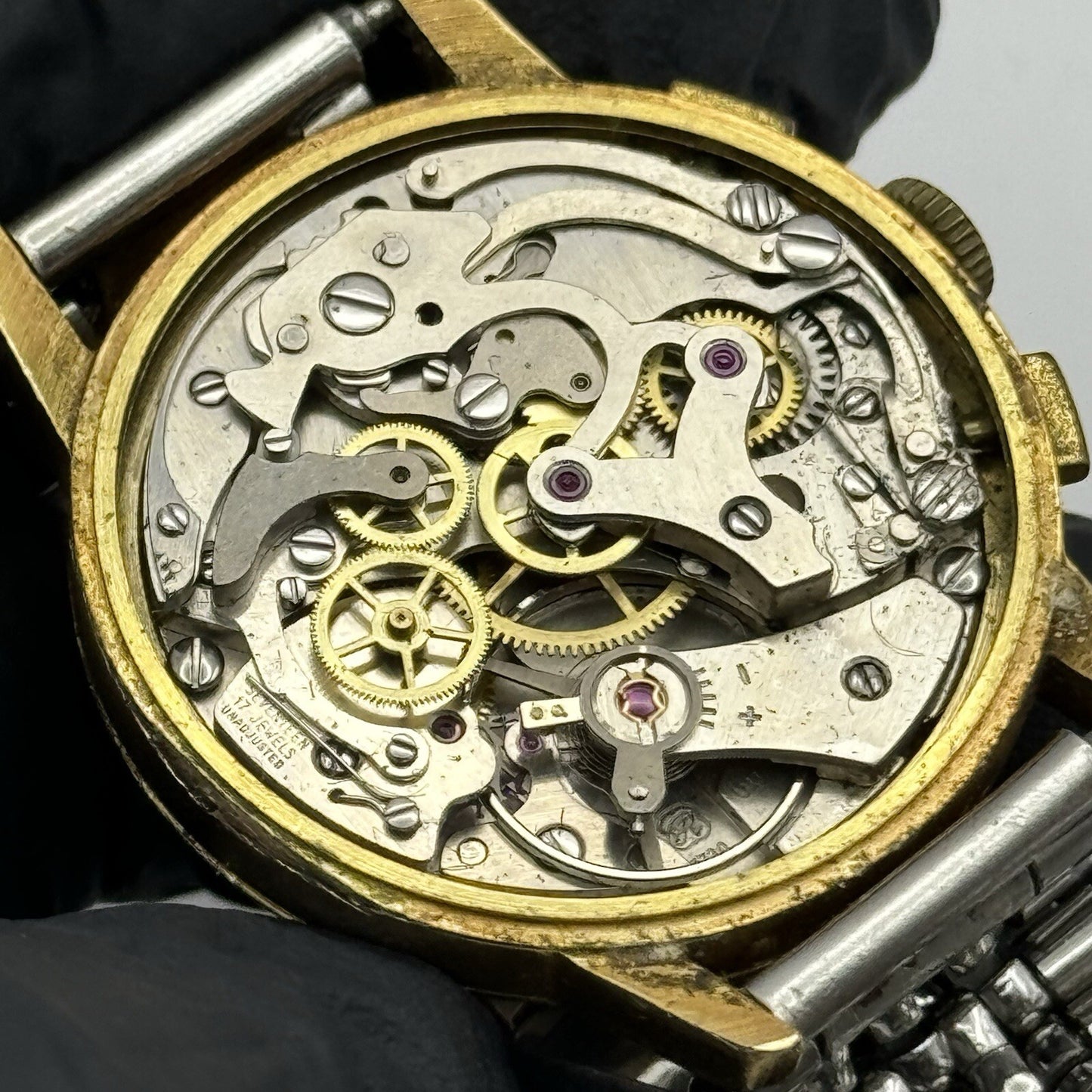 Vintage Swiss Emperor Valjoux 7730 Chronograph Watch Ollech & Wajs TO RESTORE