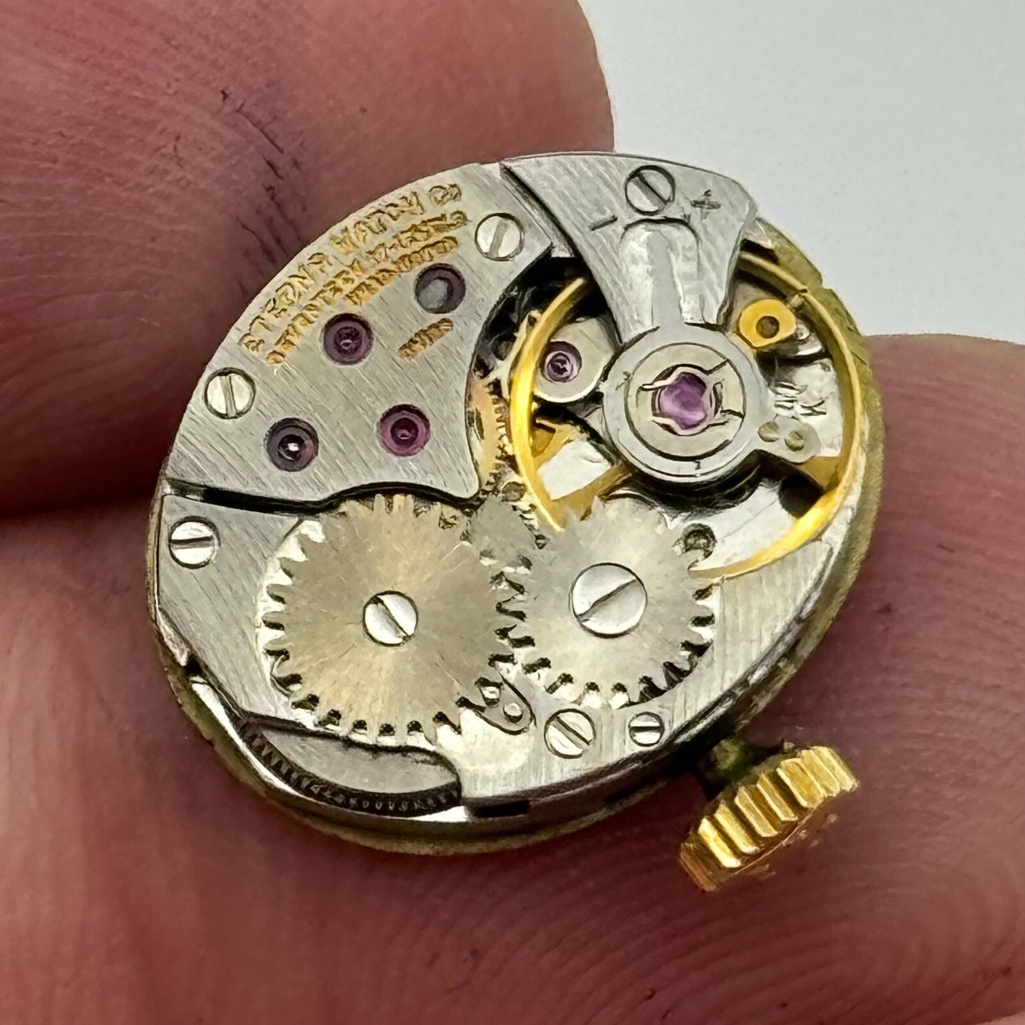 13mm Ladies Eterna 1447K Manual Wind Watch Swiss Movement Dial Hands Crown PARTS