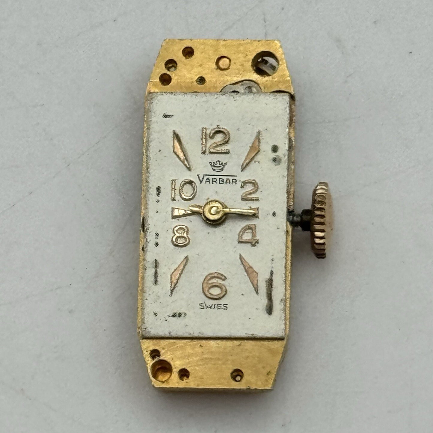 8.9mm Small Varbar Tank Watch Movement Dial Hands Restoration Repair Bal Ok