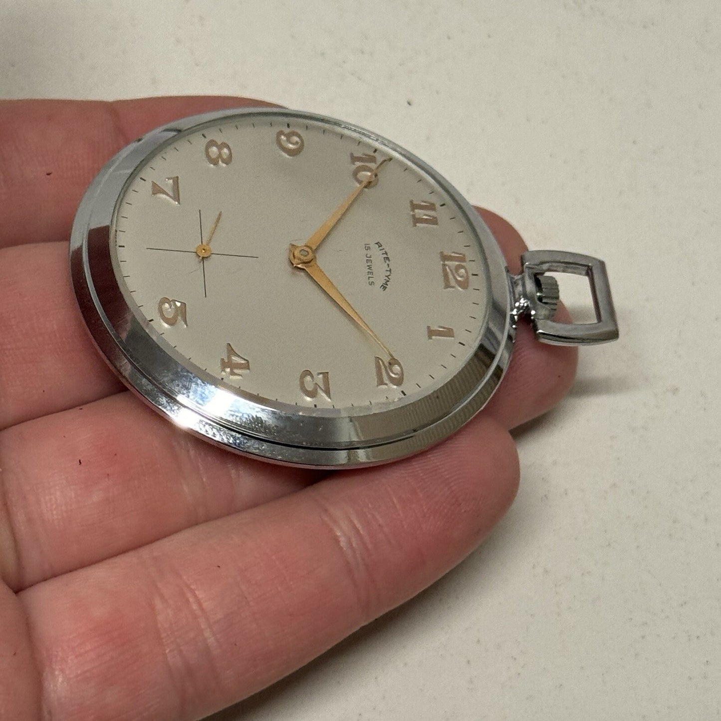 49mm Vintage NEW OLD STOCK Rite - Tyme Open Face Subdial Pocket Watch TO SERVICE