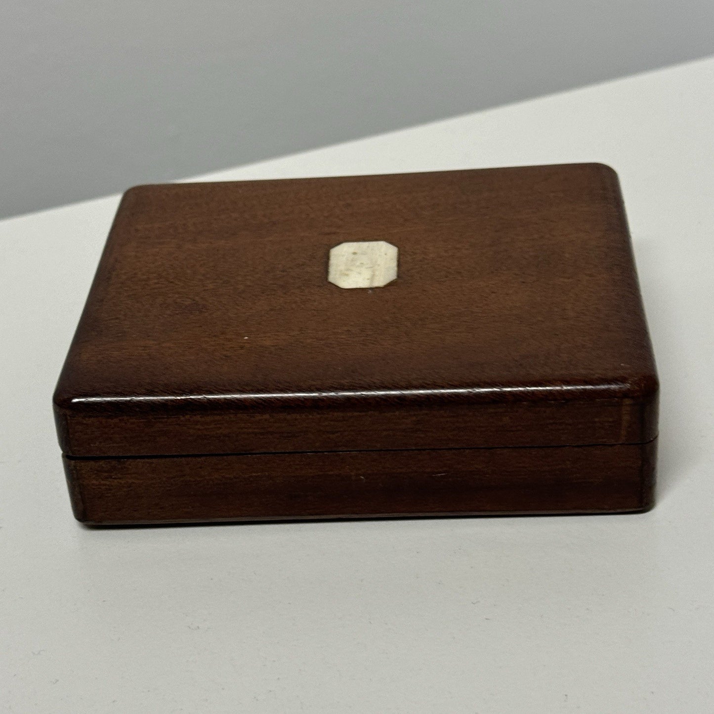 8cm x 10.5cm Antique Wooden Pocket Watch Box Purple Velvet Interior To Restore
