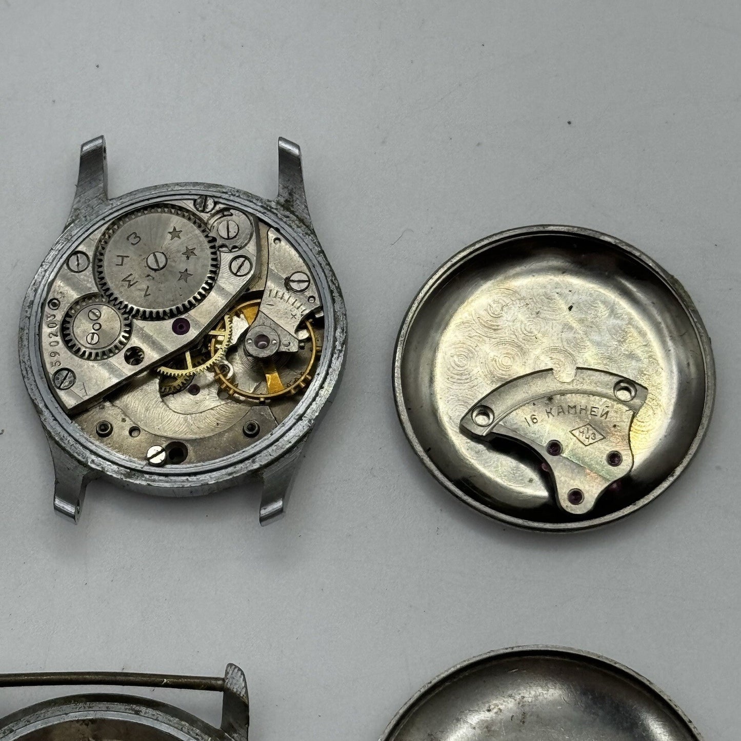 10 x Vintage Soviet Manual Wind Watch Heads For Parts Repair Job Lot Bundle