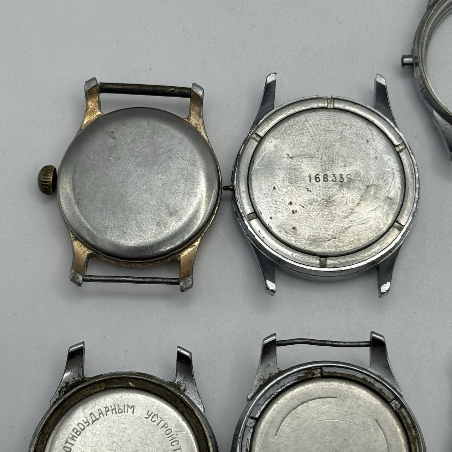 6 x Vintage Soviet Manual Wind Watch Heads For Parts Repair Job Lot Bundle