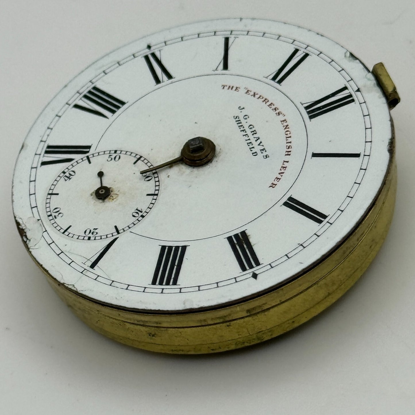 44.9mm Antique J G Graves Sheffield English Express Lever Pocket Watch Movement