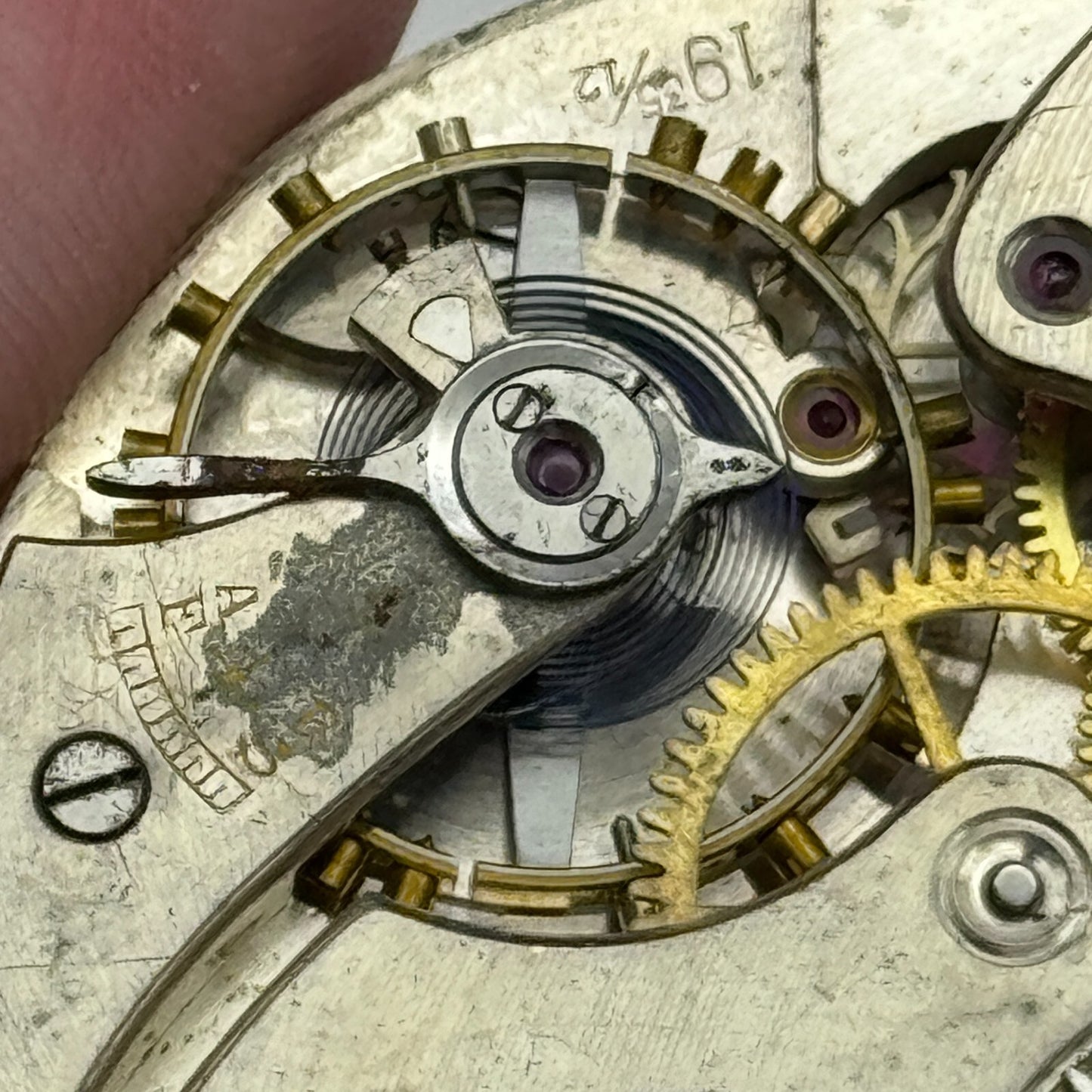 42.8mm Buren 19 35/12 Swiss Open Face J G Graves Pocket Watch Movement PARTS
