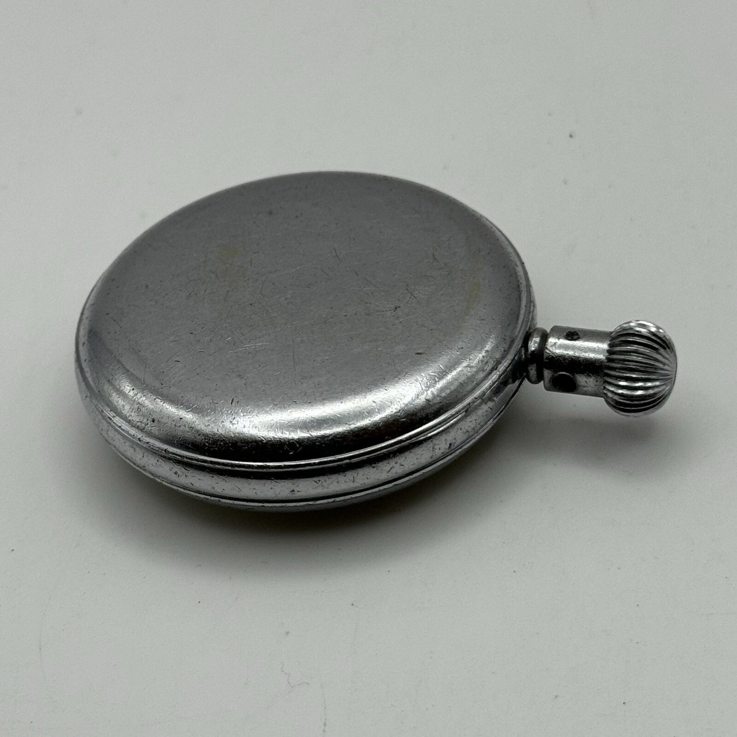 50mm Vintage Smiths Dennison Case SW43 Stop Watch Silver Tone For Parts / Repair