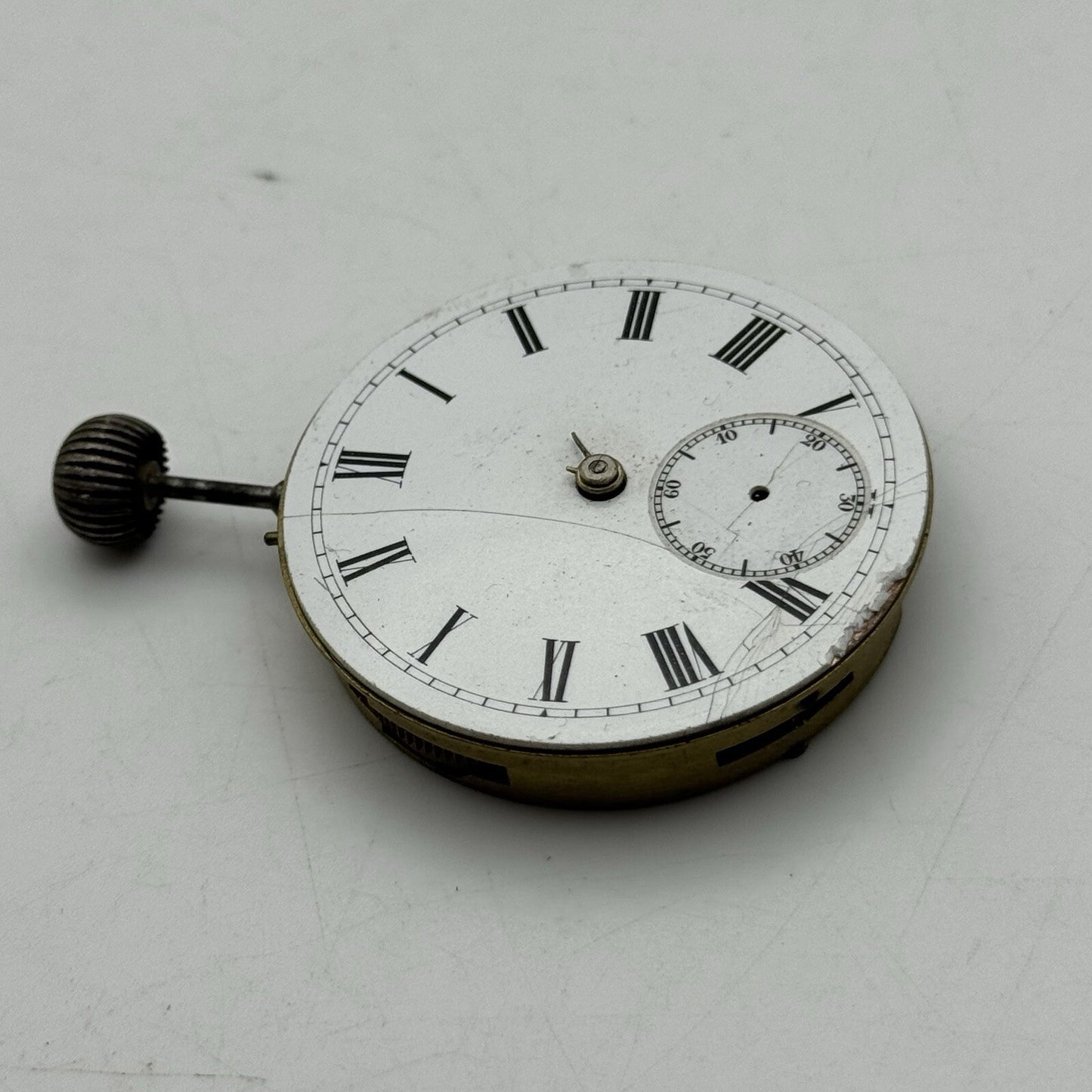 44.7m Warranted English Lever Top Wind Pocket Watch Movement Dial FOR PARTS
