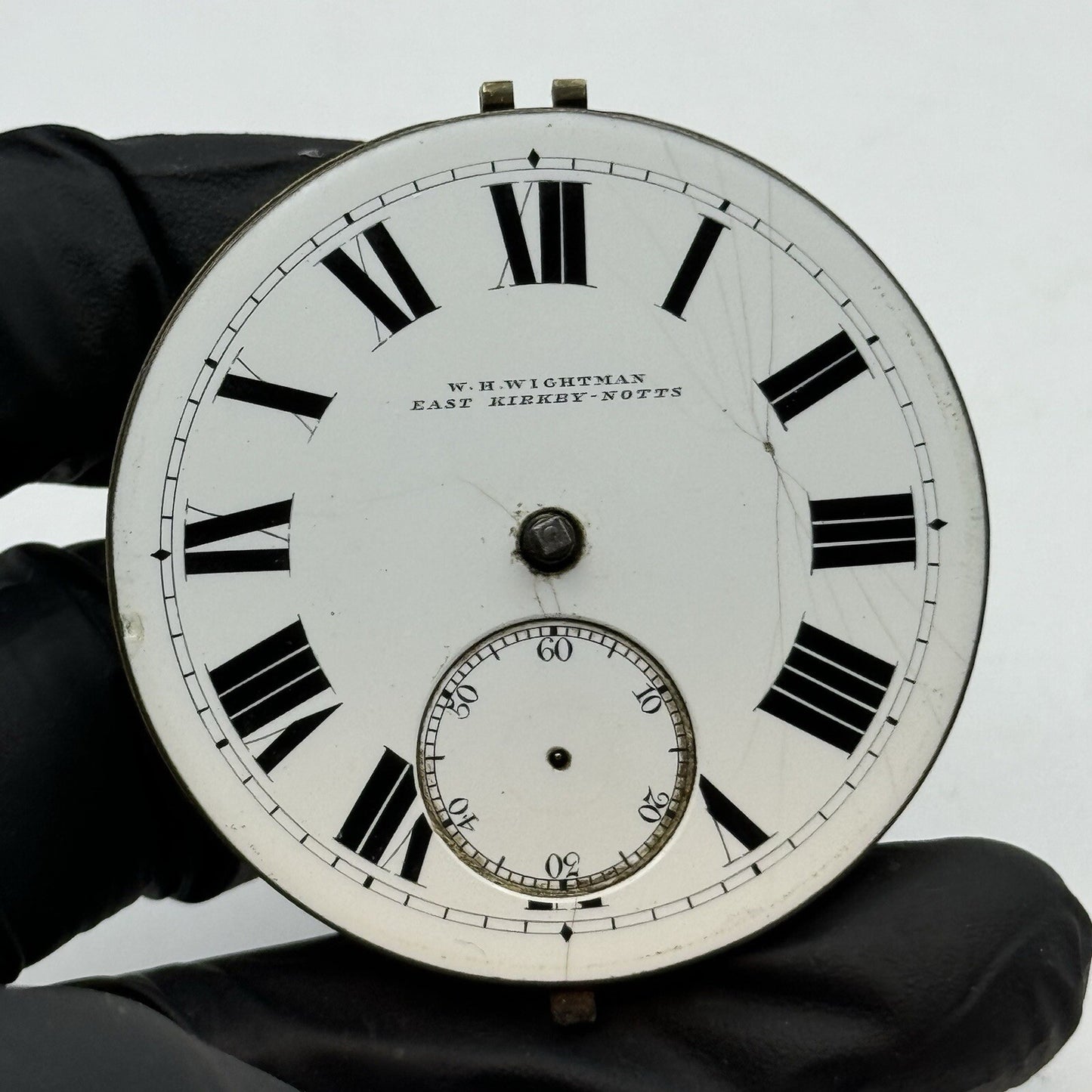 50mm W H Wightman East Kirkby-Notts Large Fusee Pocket Watch Movement FOR PARTS