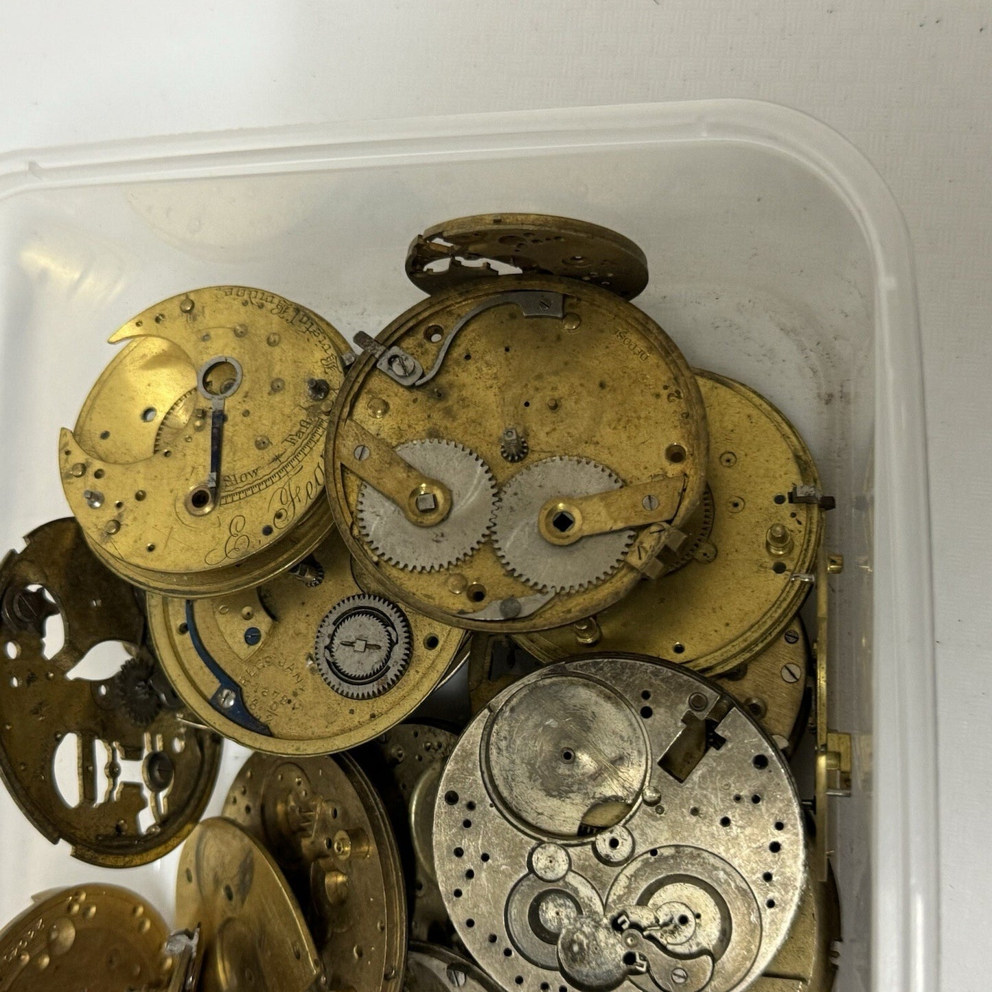 500 Grams Mixed Partial Pocket Watch Movements Watchmakers Job Lot Spares Parts