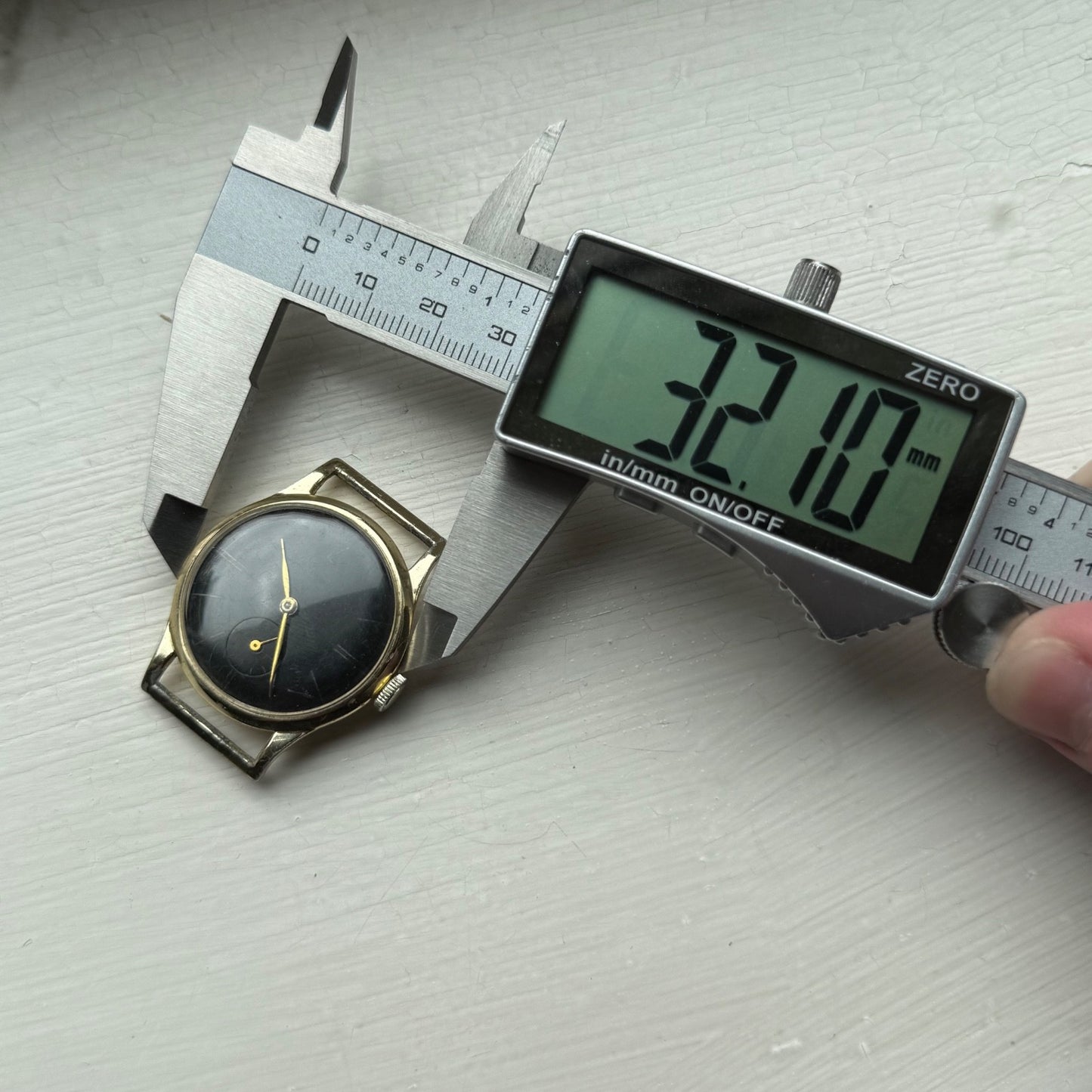 32mm Vintage Stirling Black Dial Sub Seconds Manual Wind Watch PARTS / REPAIR