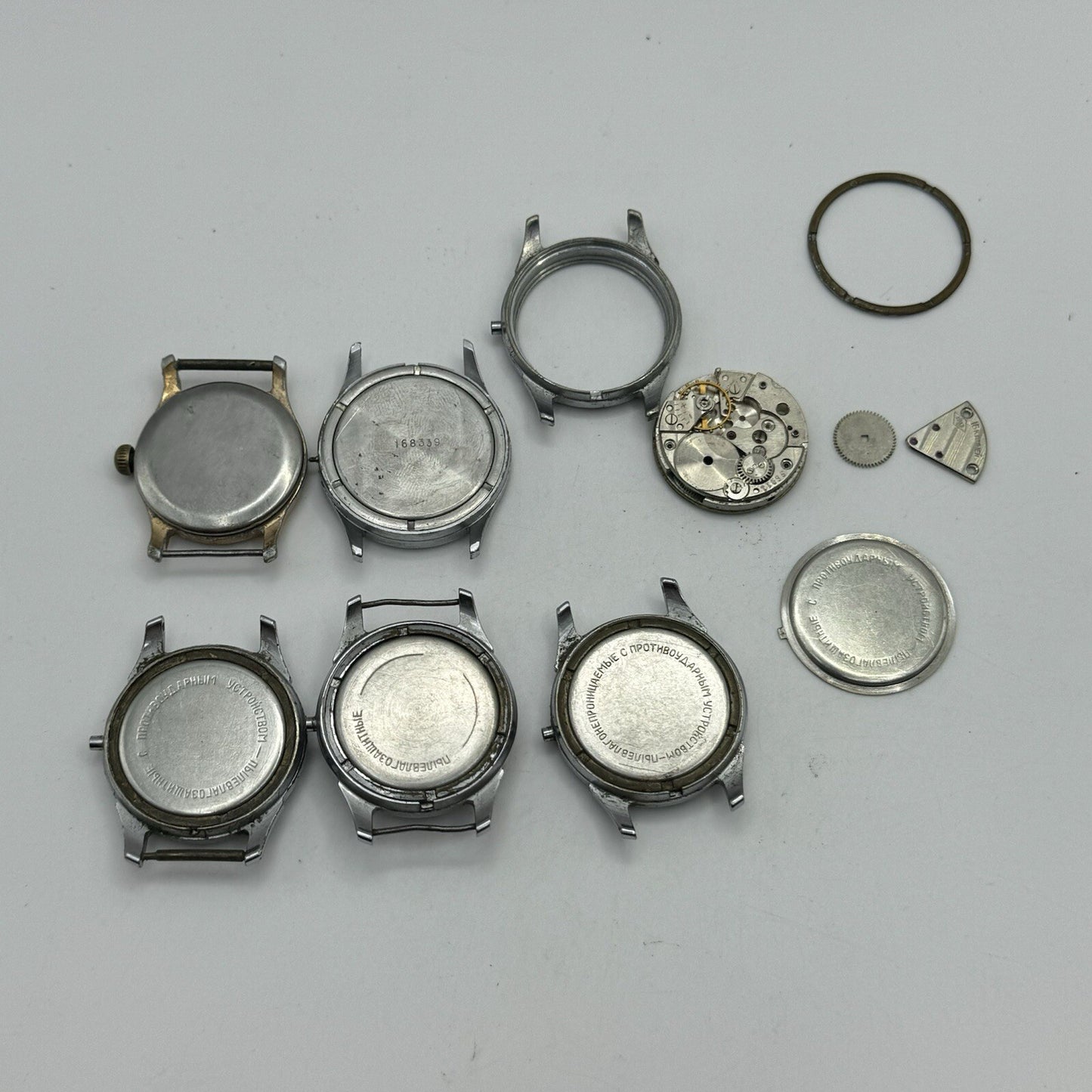 6 x Vintage Soviet Manual Wind Watch Heads For Parts Repair Job Lot Bundle