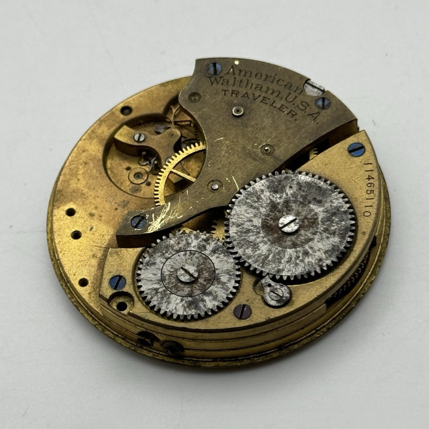 43.1mm Manual Wind Waltham Traveler Model Hunter Pocket Watch Movement FOR PARTS