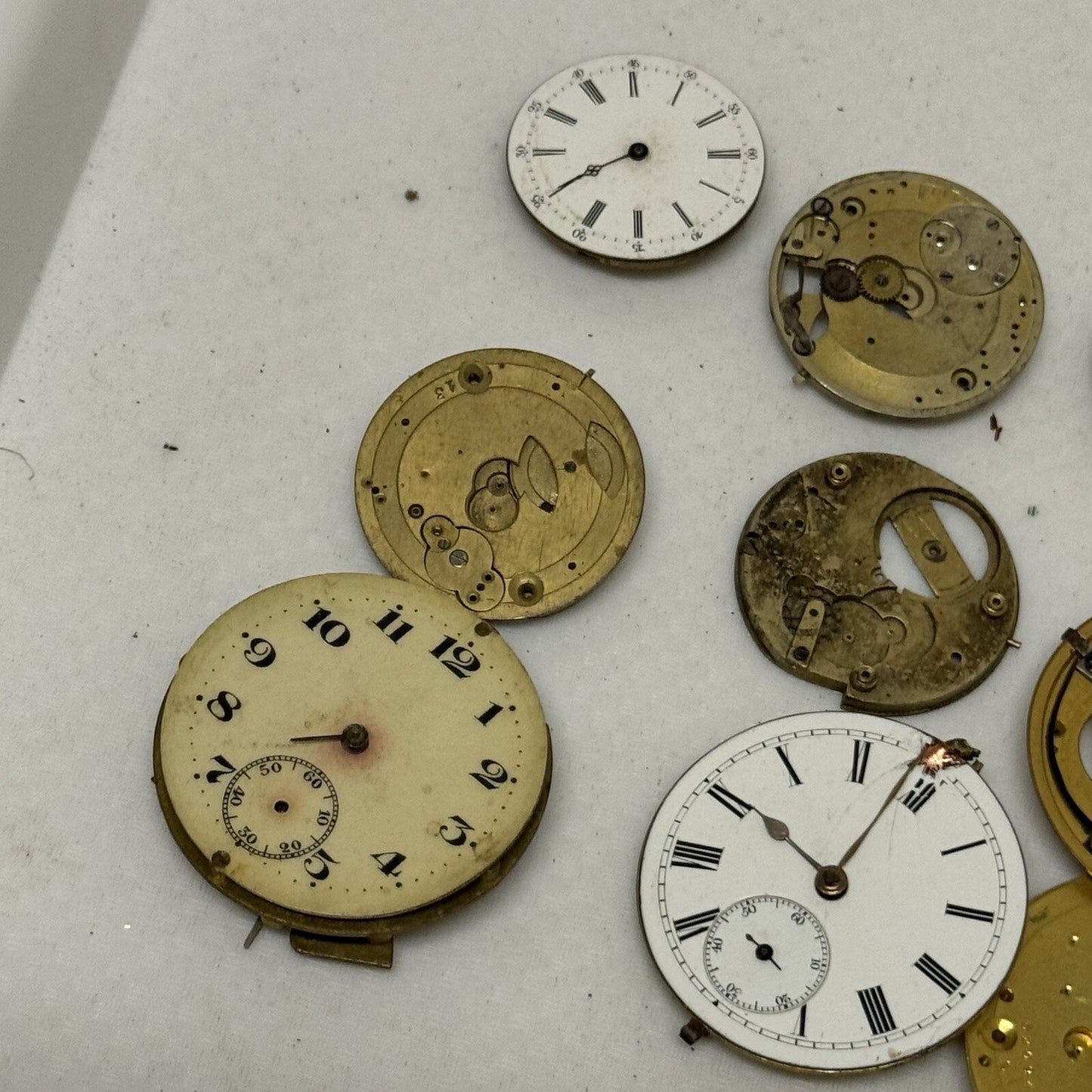 12 x Antique Partial Pocket Watch Movements Parts Repair Watchmakers Job Lot