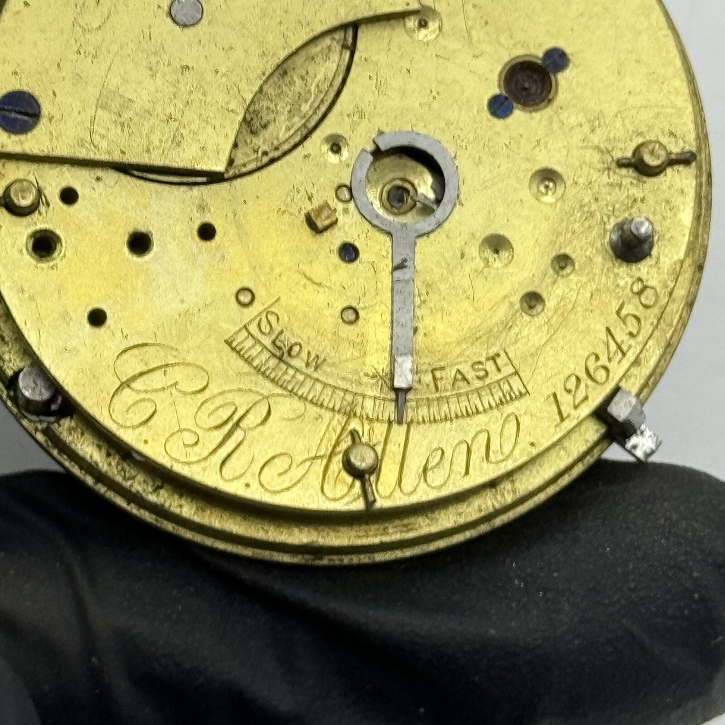 41.2mm Antique C R Allen Partial Pocket Watch Movement FOR PARTS Repair