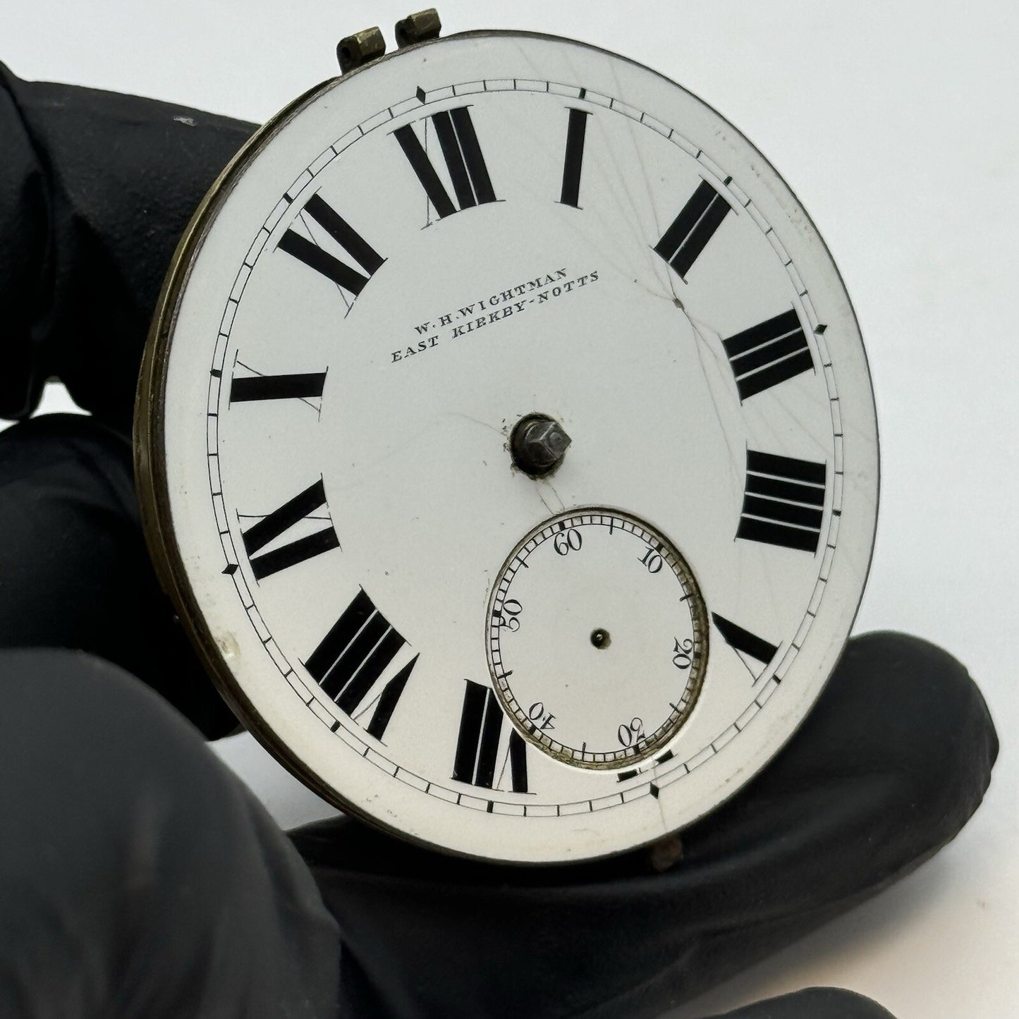 50mm W H Wightman East Kirkby-Notts Large Fusee Pocket Watch Movement FOR PARTS