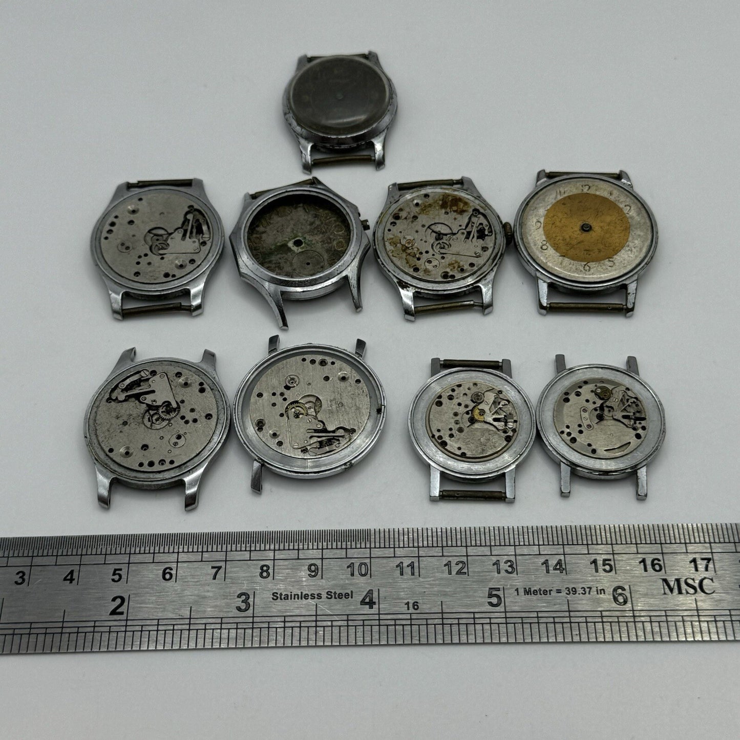 9 x Vintage Soviet Manual Wind Watch Heads For Parts Repair Job Lot Bundle