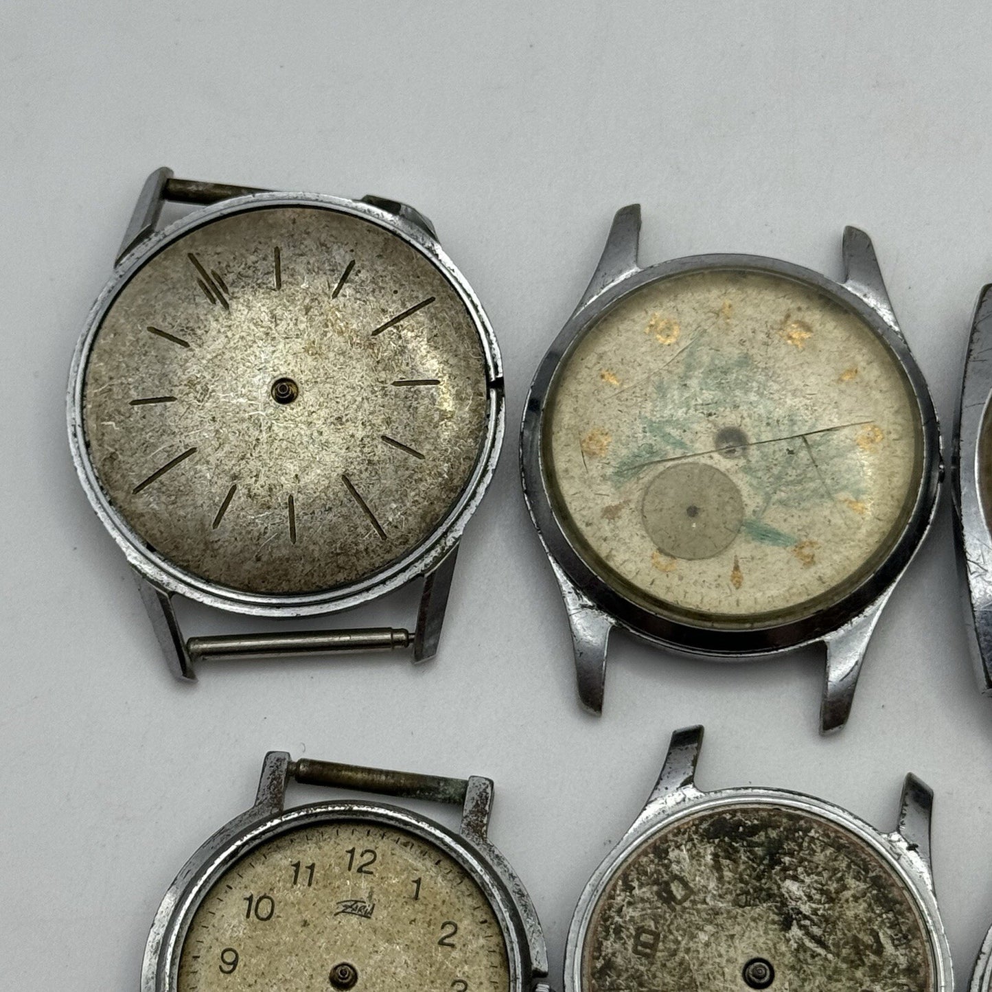 8 x Vintage Soviet Manual Wind Watch Heads For Parts Repair Job Lot Bundle