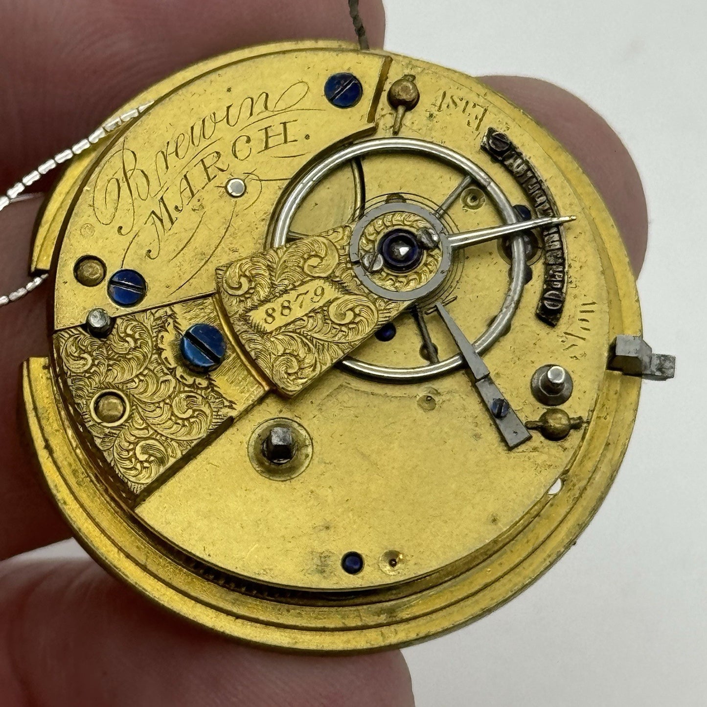 36.2mm Antique Brewin March English Fusee Pocket Watch Movement - PARTS